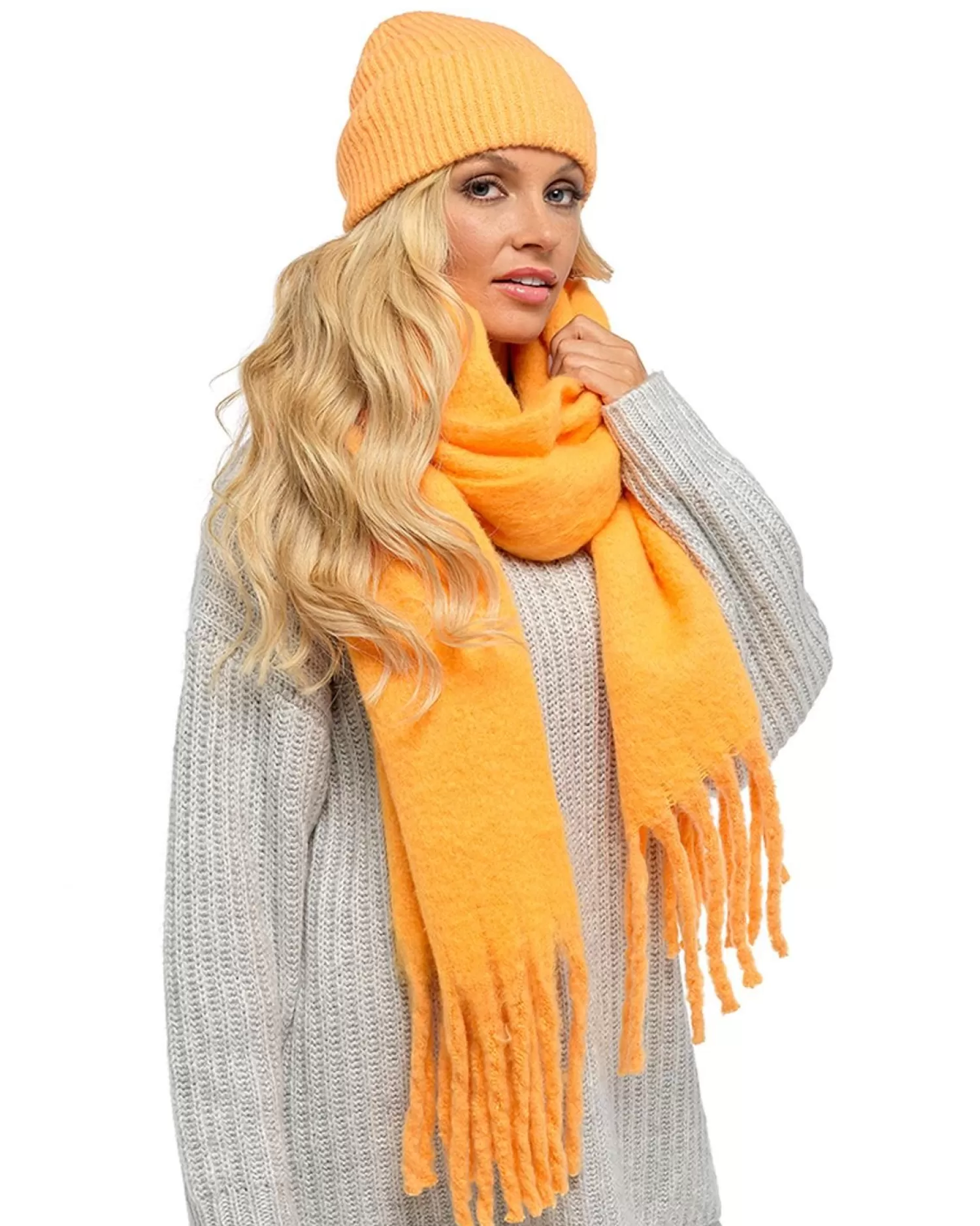 Foxbury Scarves | Plain Brushed Blanket Scarf - Orange