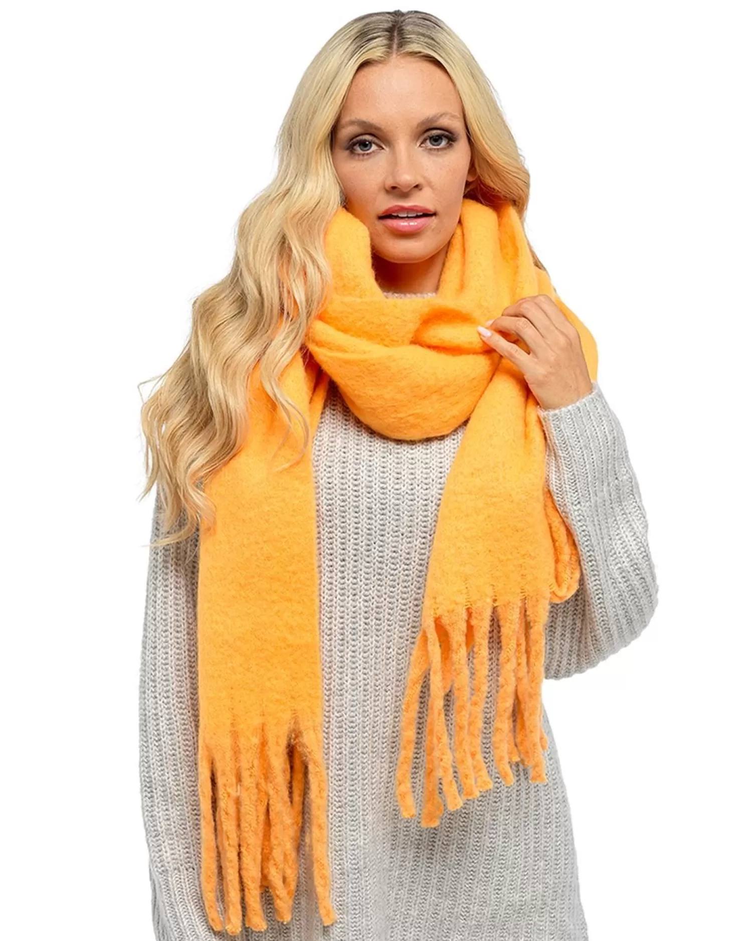 Foxbury Scarves | Plain Brushed Blanket Scarf - Orange