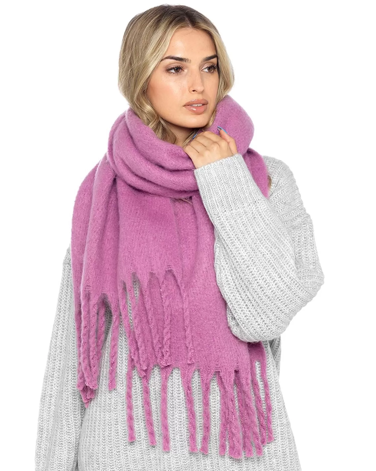 Foxbury Scarves | Plain Brushed Blanket Scarf - Purple