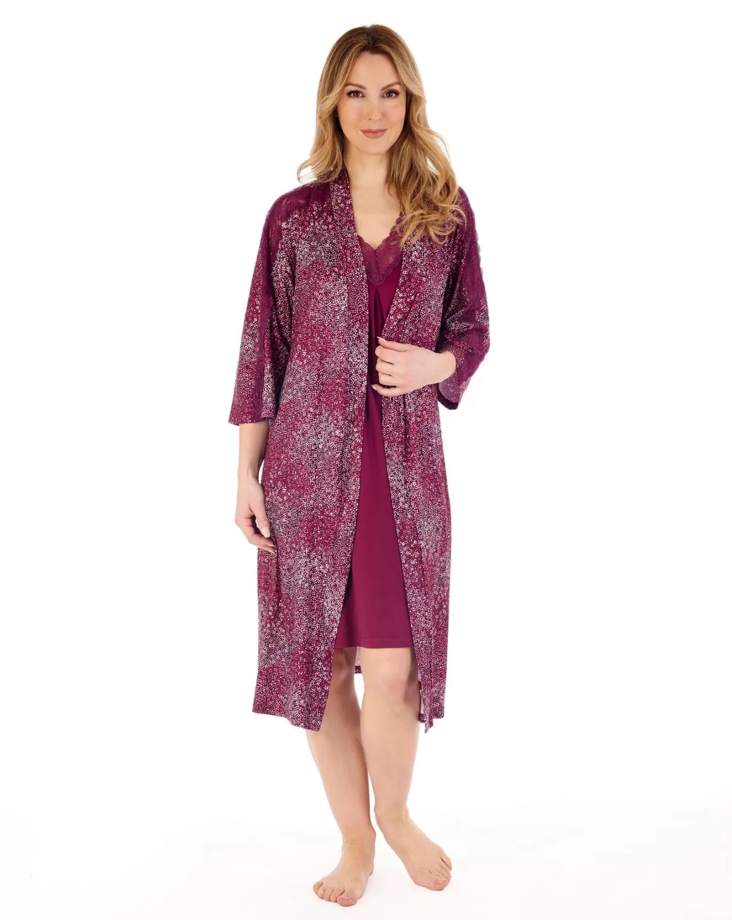 Slenderella Dressing Gowns | Gaspe By Damson Kimono Wrap - Ditsy Print