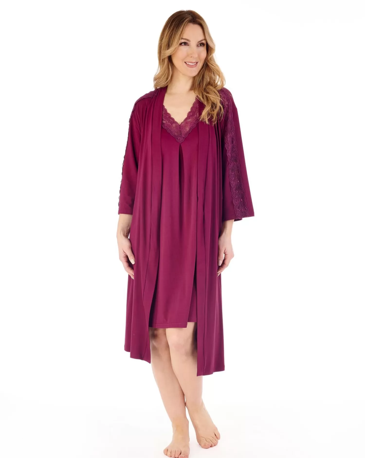 Slenderella Dressing Gowns | Gaspe By Damson Kimono Wrap - Solid