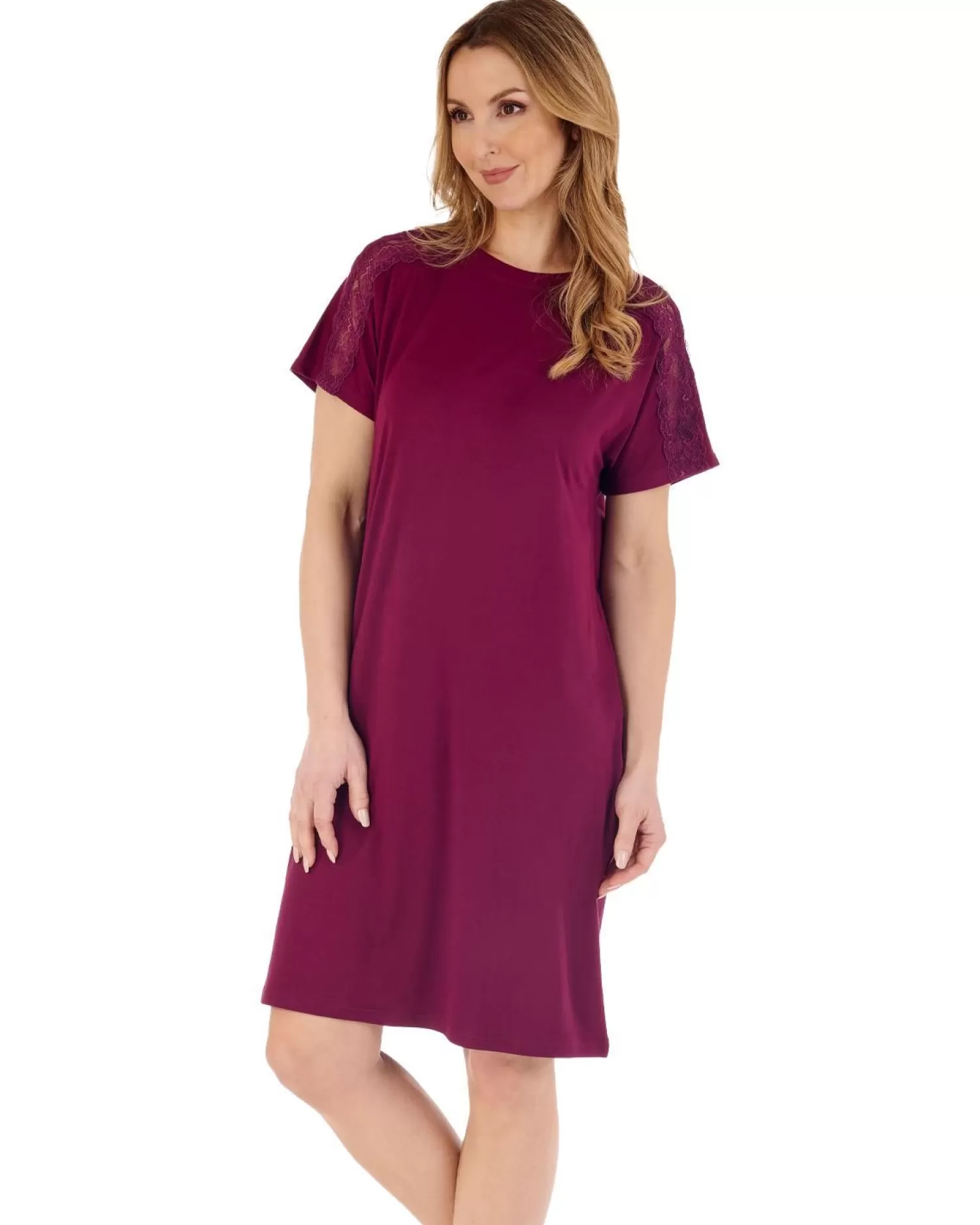 Slenderella Nighties | Gaspe By Damson Short Sleeve Nightie - Solid