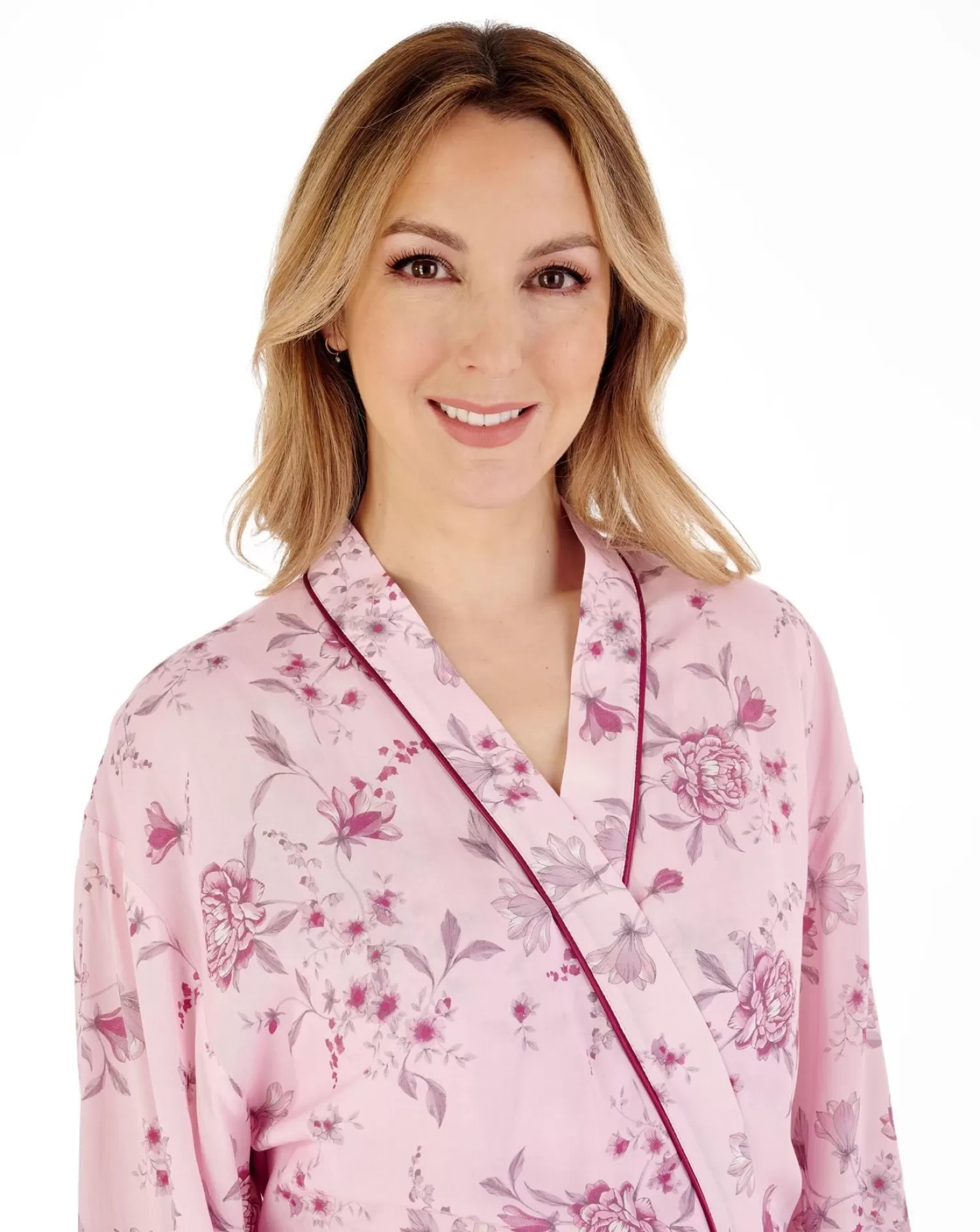 Slenderella Dressing Gowns | Gaspe By Floral Kimono Wrap - Pink