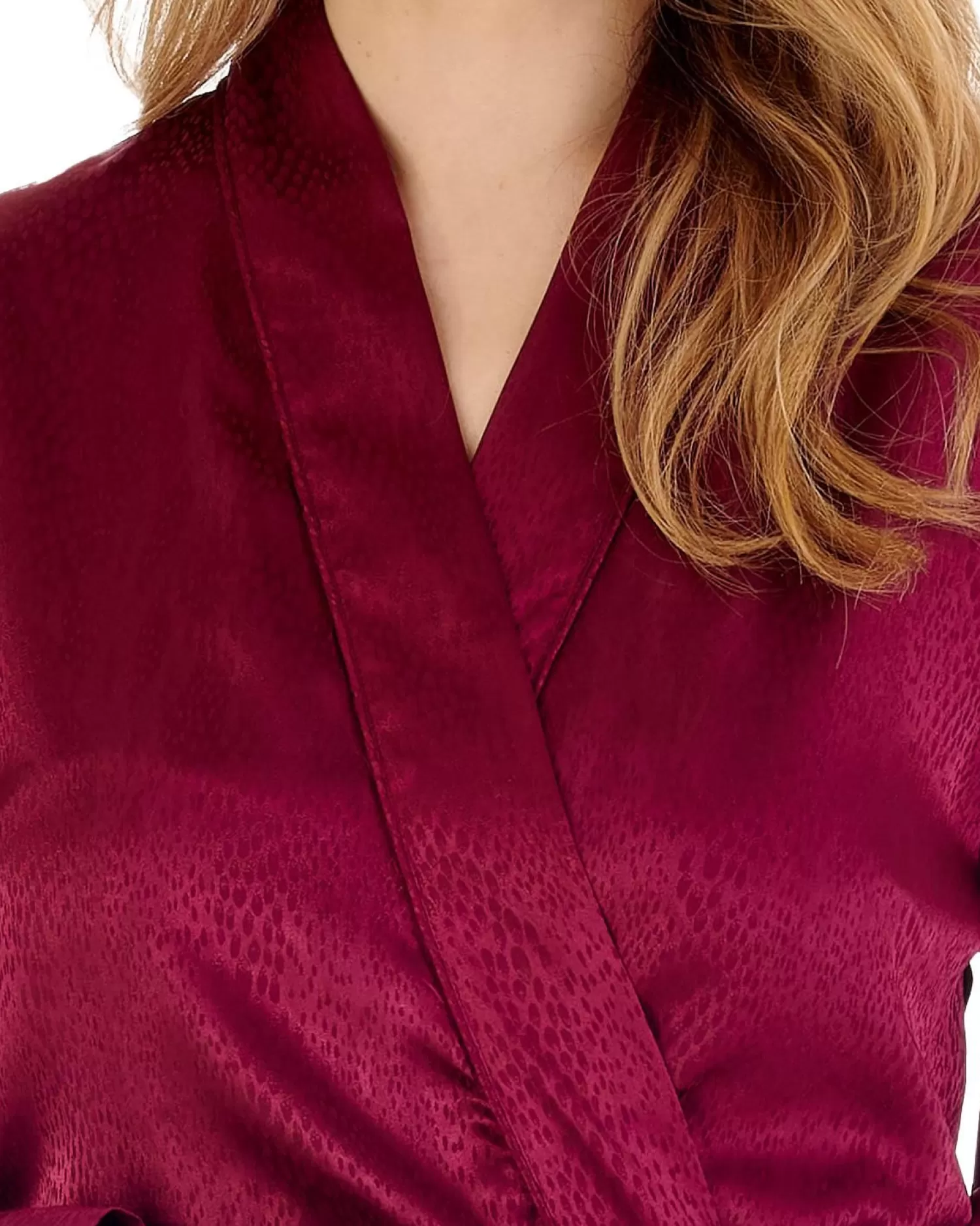 Slenderella Dressing Gowns | Gaspe By Satin Kimono Wrap - Raspberry