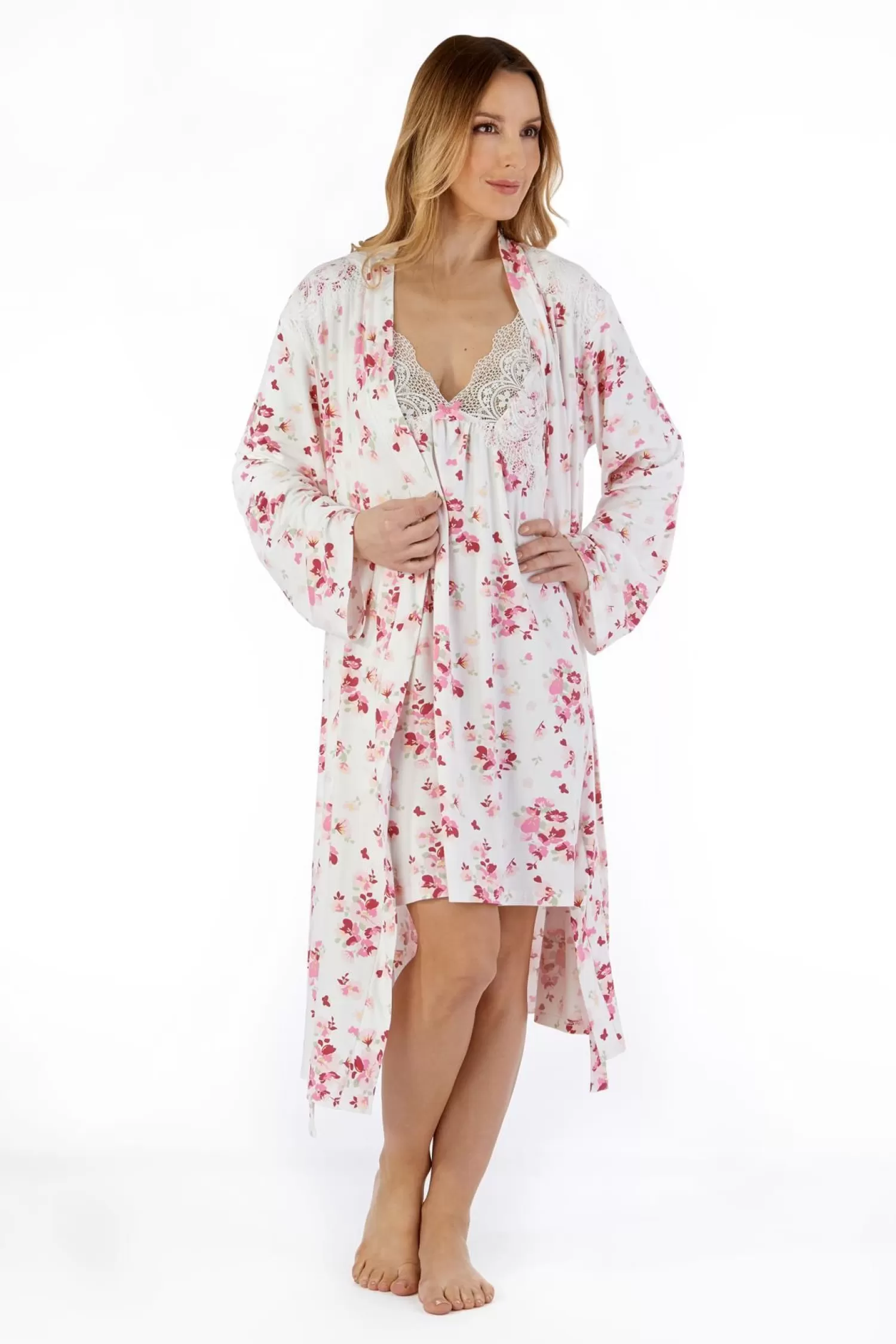 Slenderella Dressing Gowns | Gaspe By Supersoft 42" Kimono Wrap - Pink