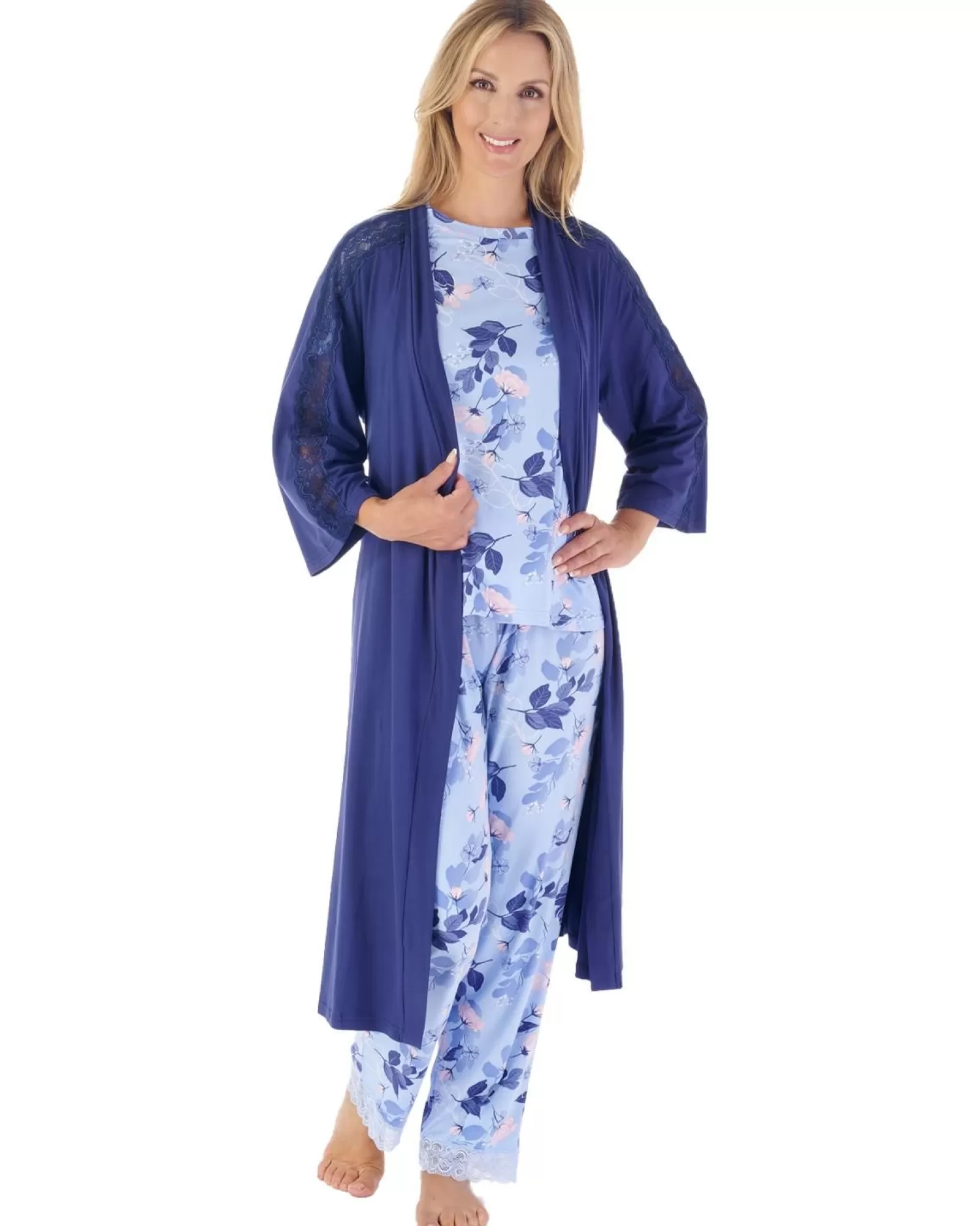 Slenderella Pyjamas | Gaspe By Supersoft Long Pyjamas - Blue