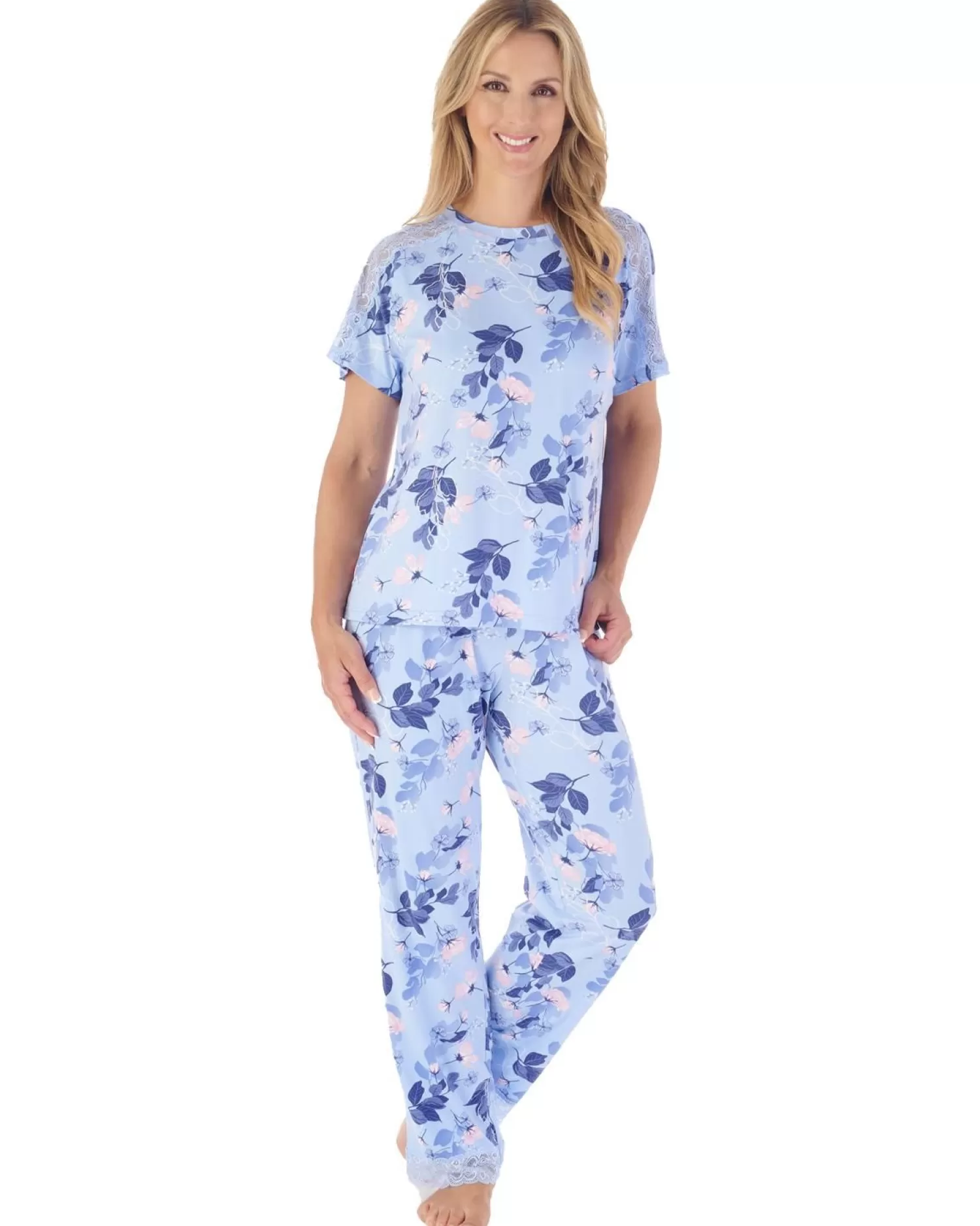 Slenderella Pyjamas | Gaspe By Supersoft Long Pyjamas - Blue