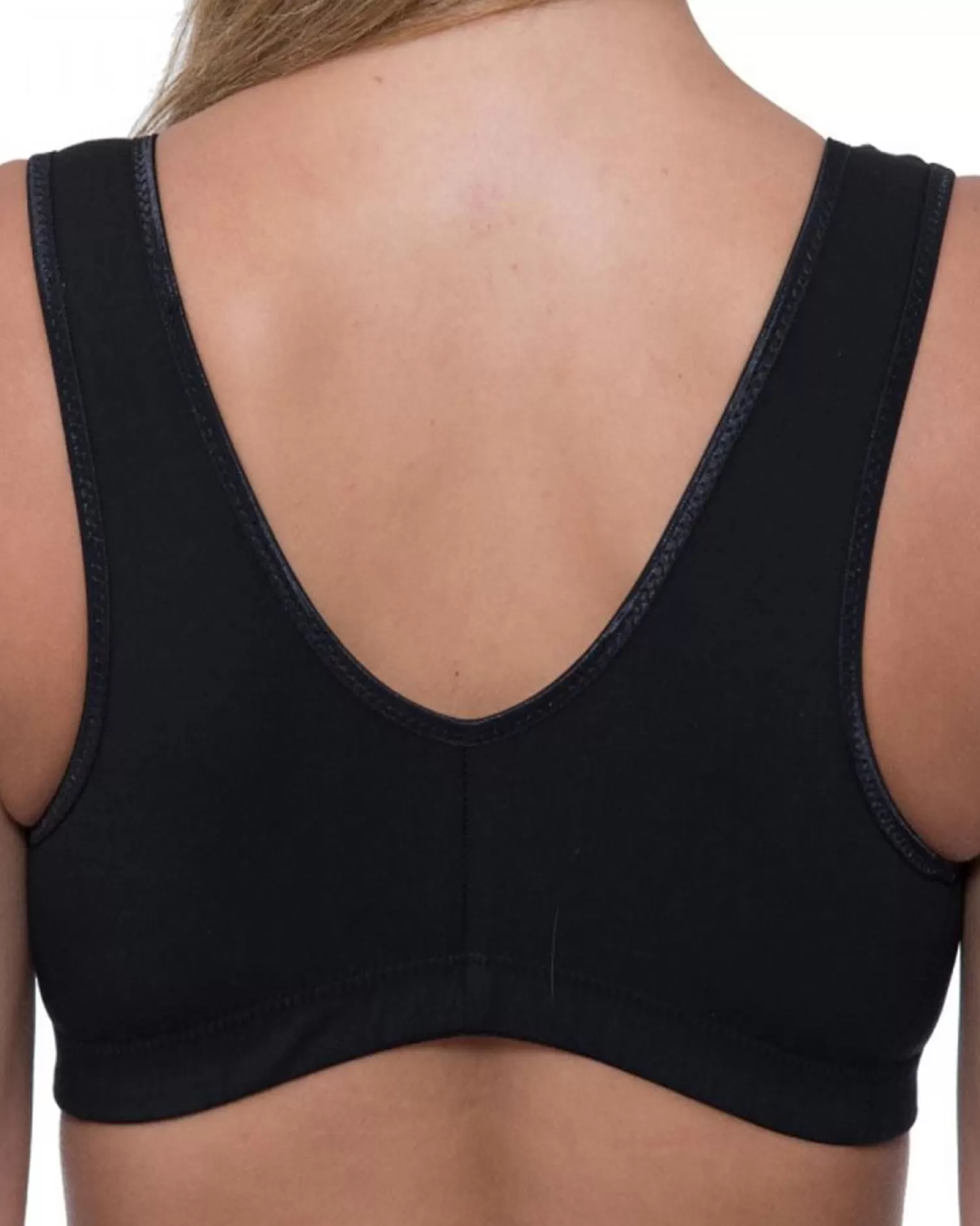 * Bras | Gemm Cotton Velcro Front Fastening Wireless Bra - Black