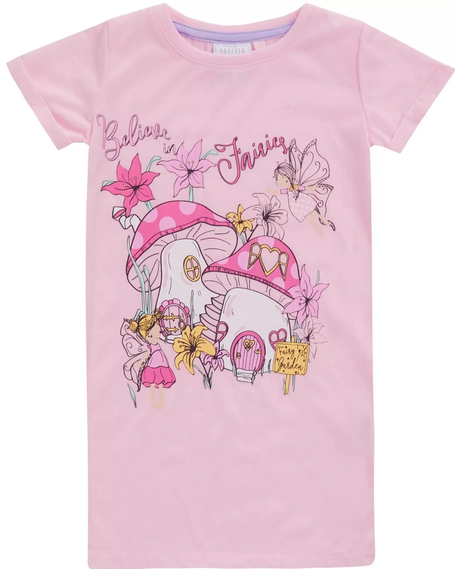 Kids Forever Dreaming Girls Pink Fairy Short Sleeve Nightie