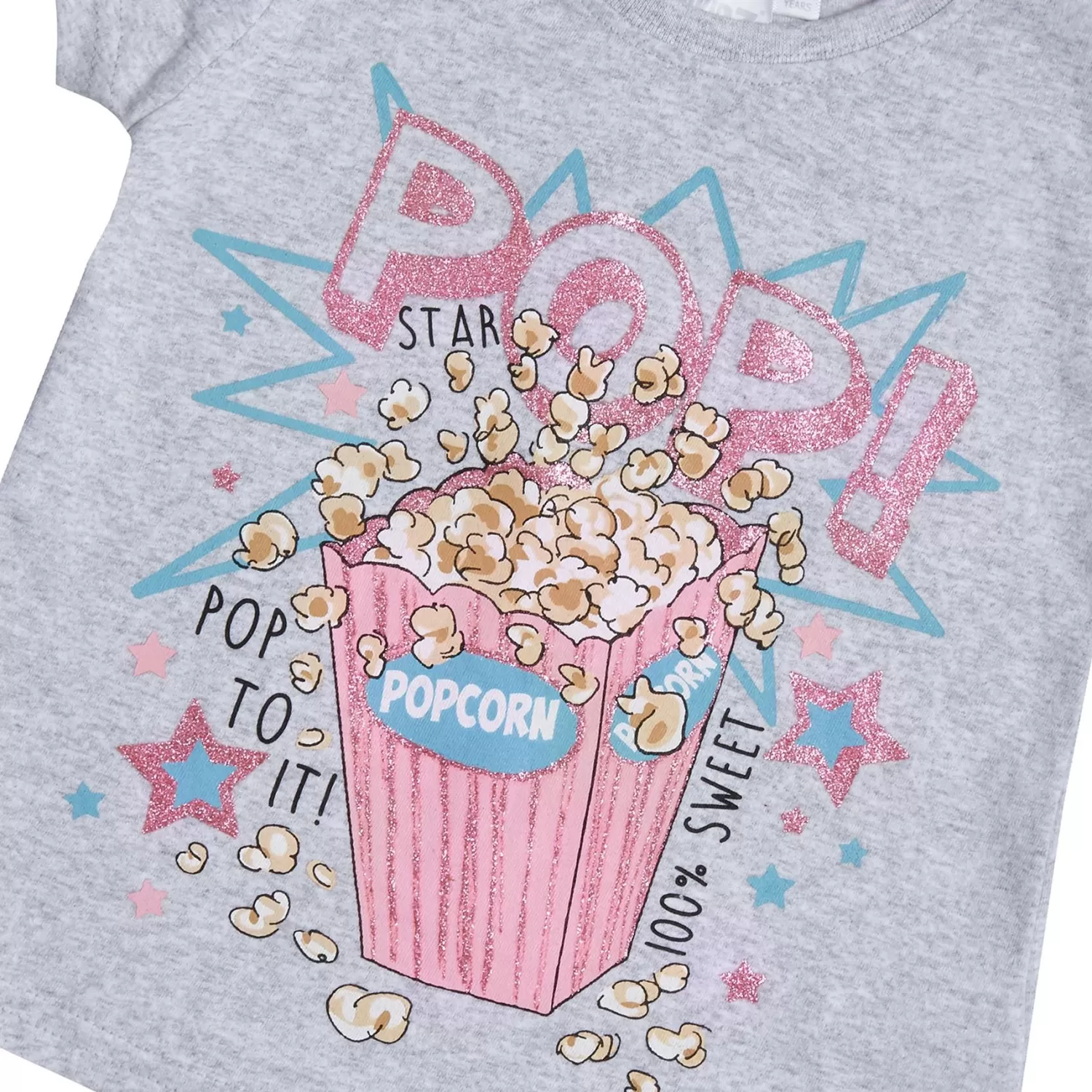 Kids Minikidz Girls Grey Popcorn Short Sleeve T-Shirt