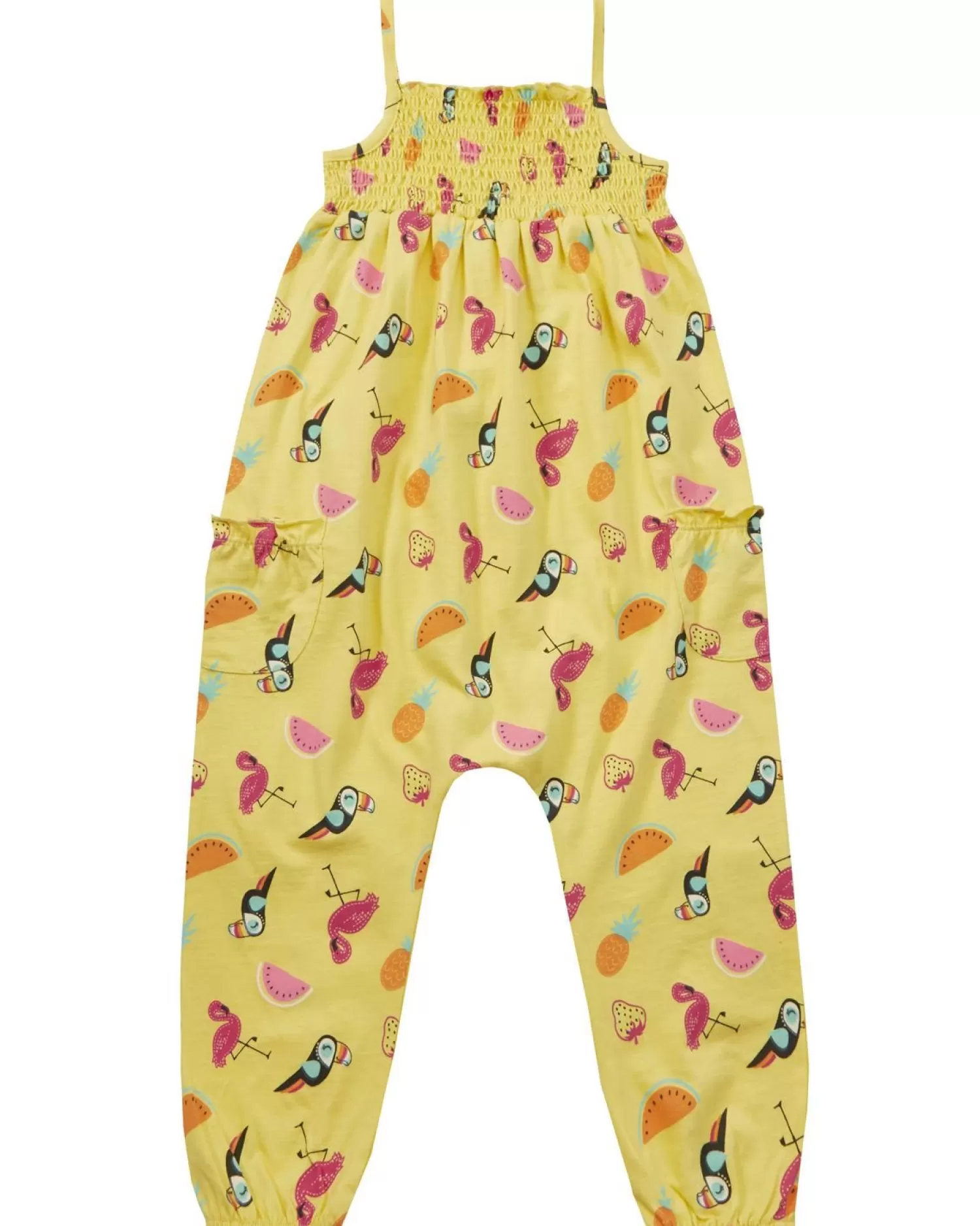 Kids Minikidz Girls Tropical Summer Playsuit - Yellow