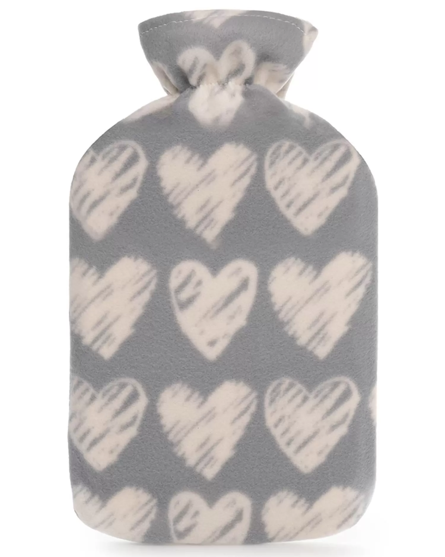 * Grey Heart Print Hot Water Bottle