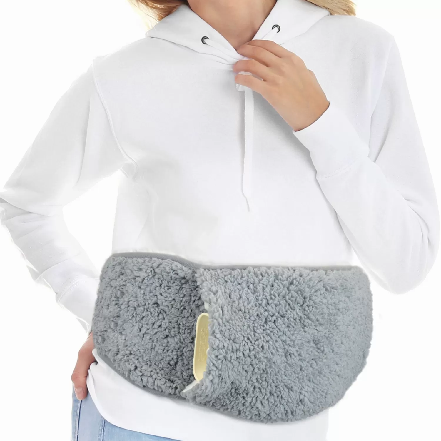 * Grey Sherpa Wrap Waist Hot Water Bottle