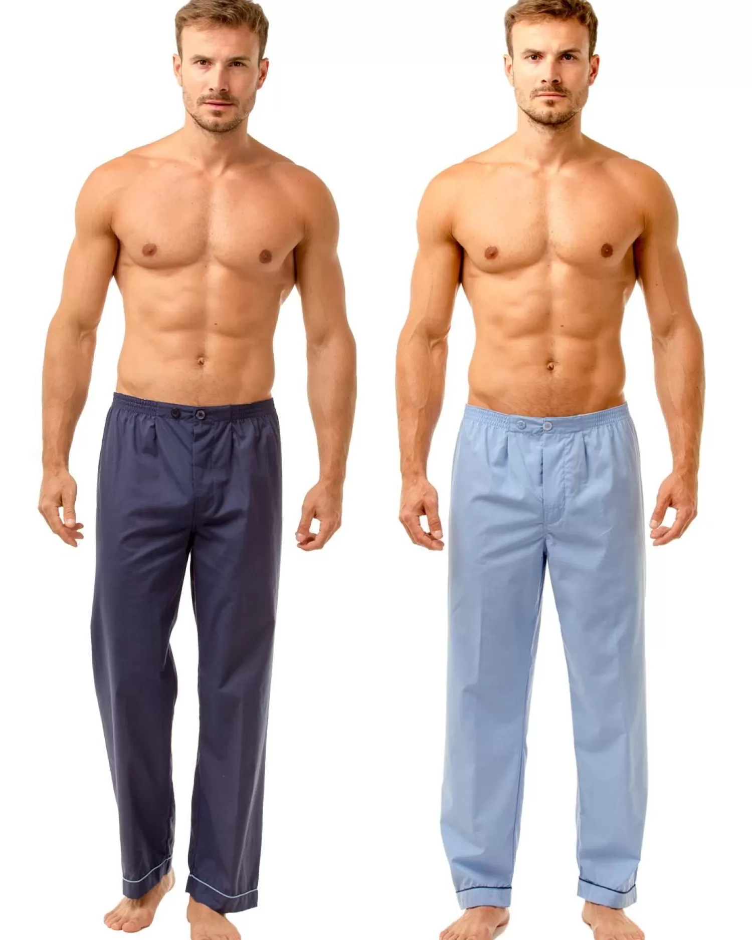 Men Haigman 2 Pack Pyjama Bottoms - Navy/Pale Blue