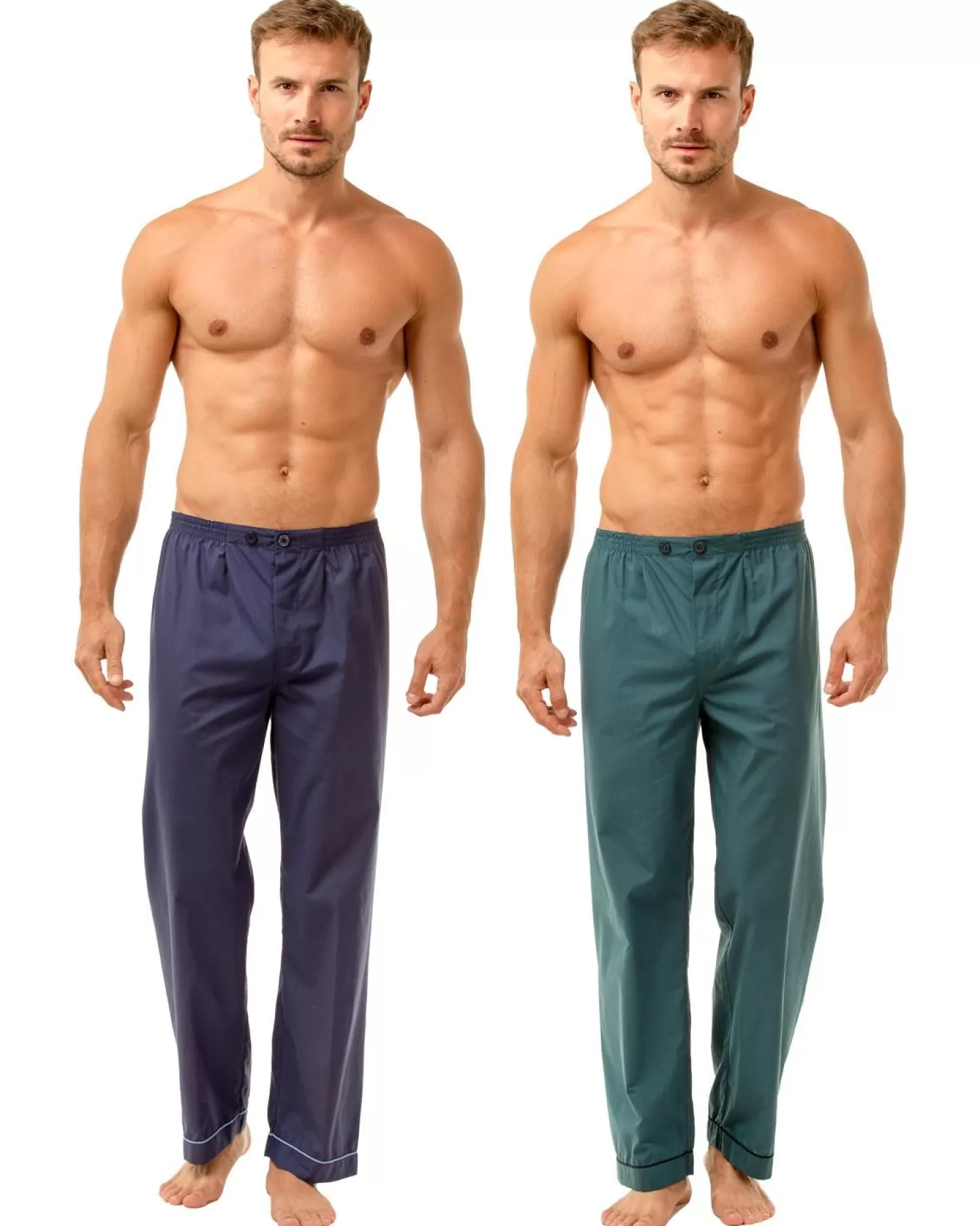 Men Haigman 2 Pack Pyjama Bottoms - Navy/Teal