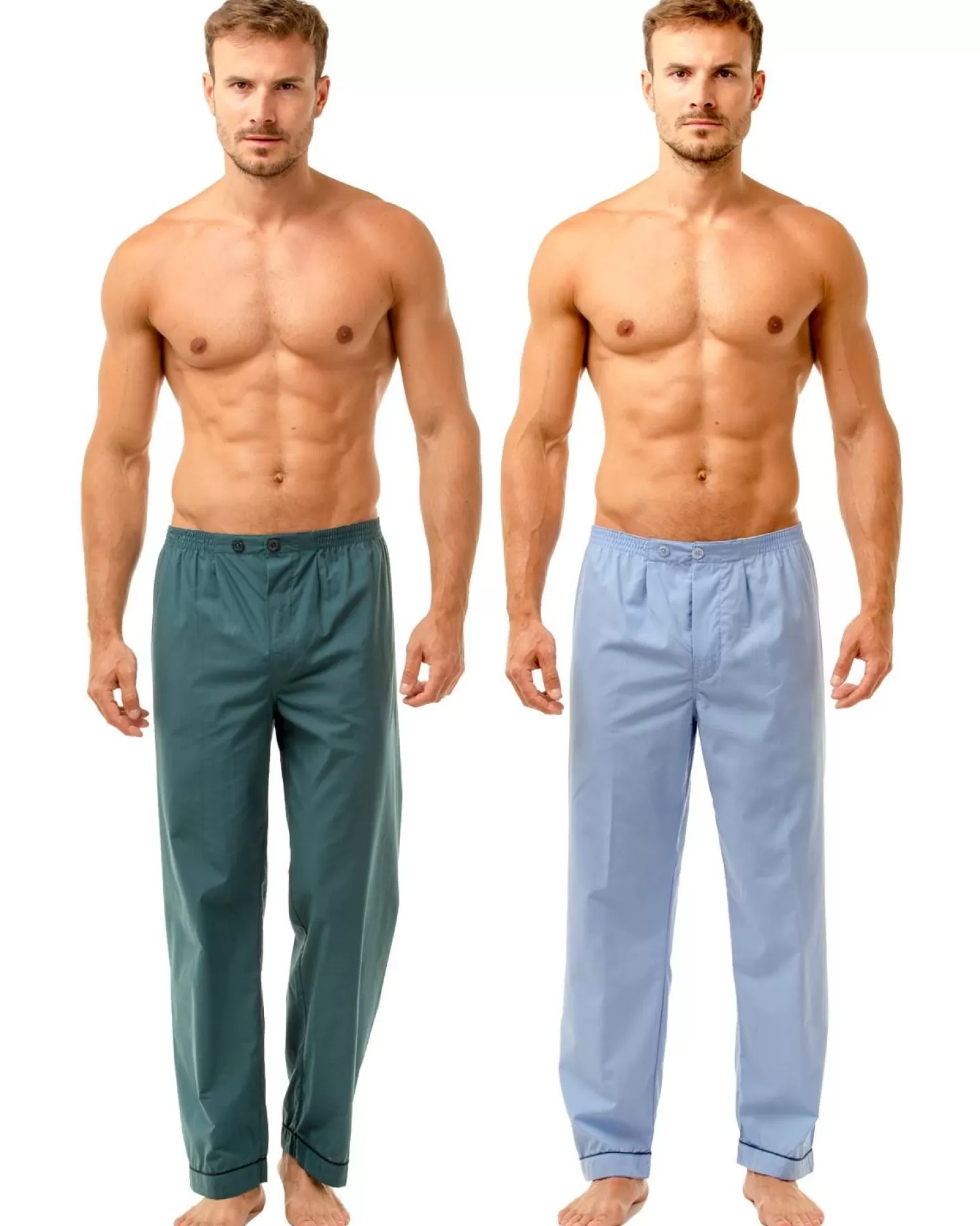 Men Haigman 2 Pack Pyjama Bottoms - Pale Blue/Teal