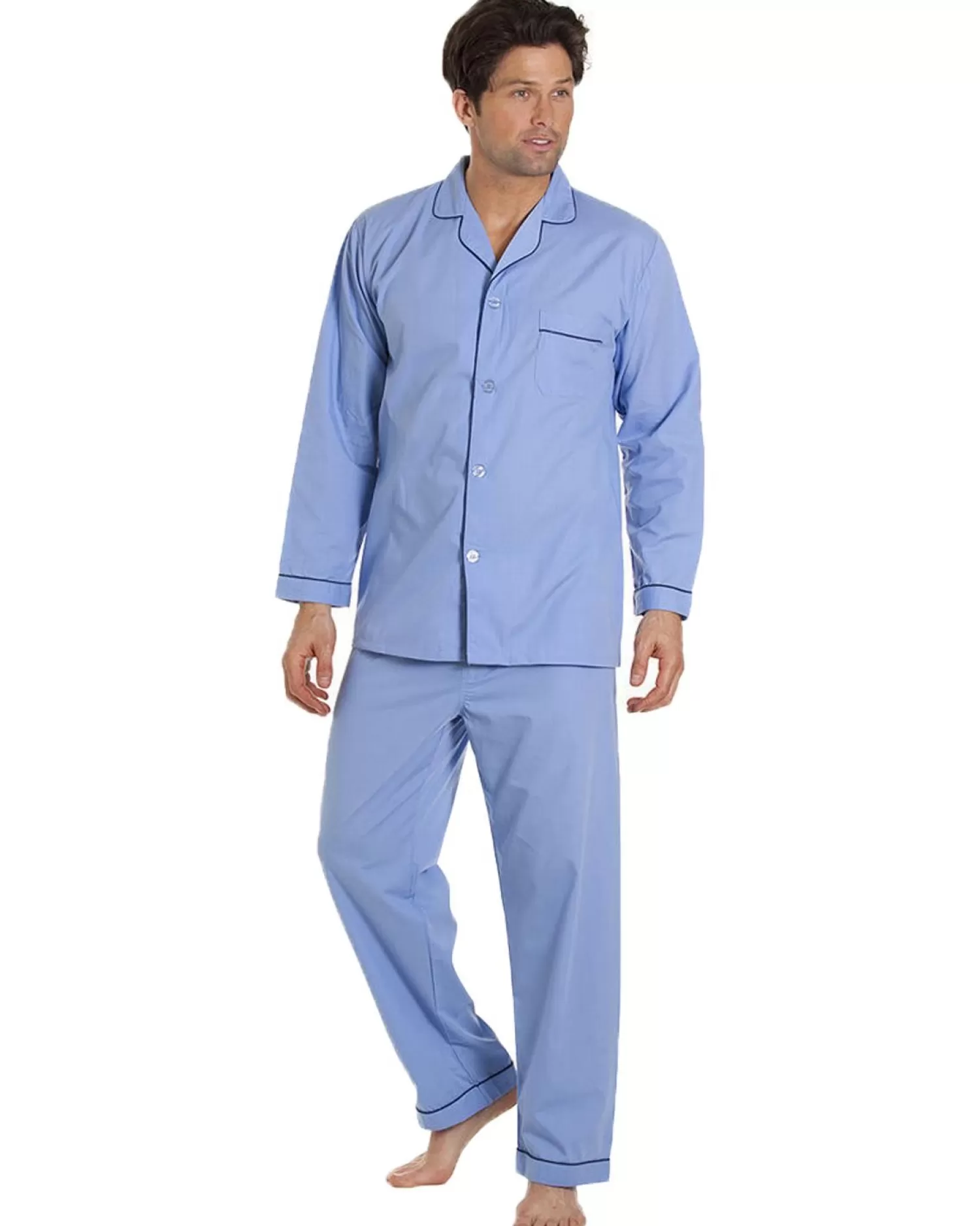 Men Haigman Poly Cotton Pyjamas - Blue