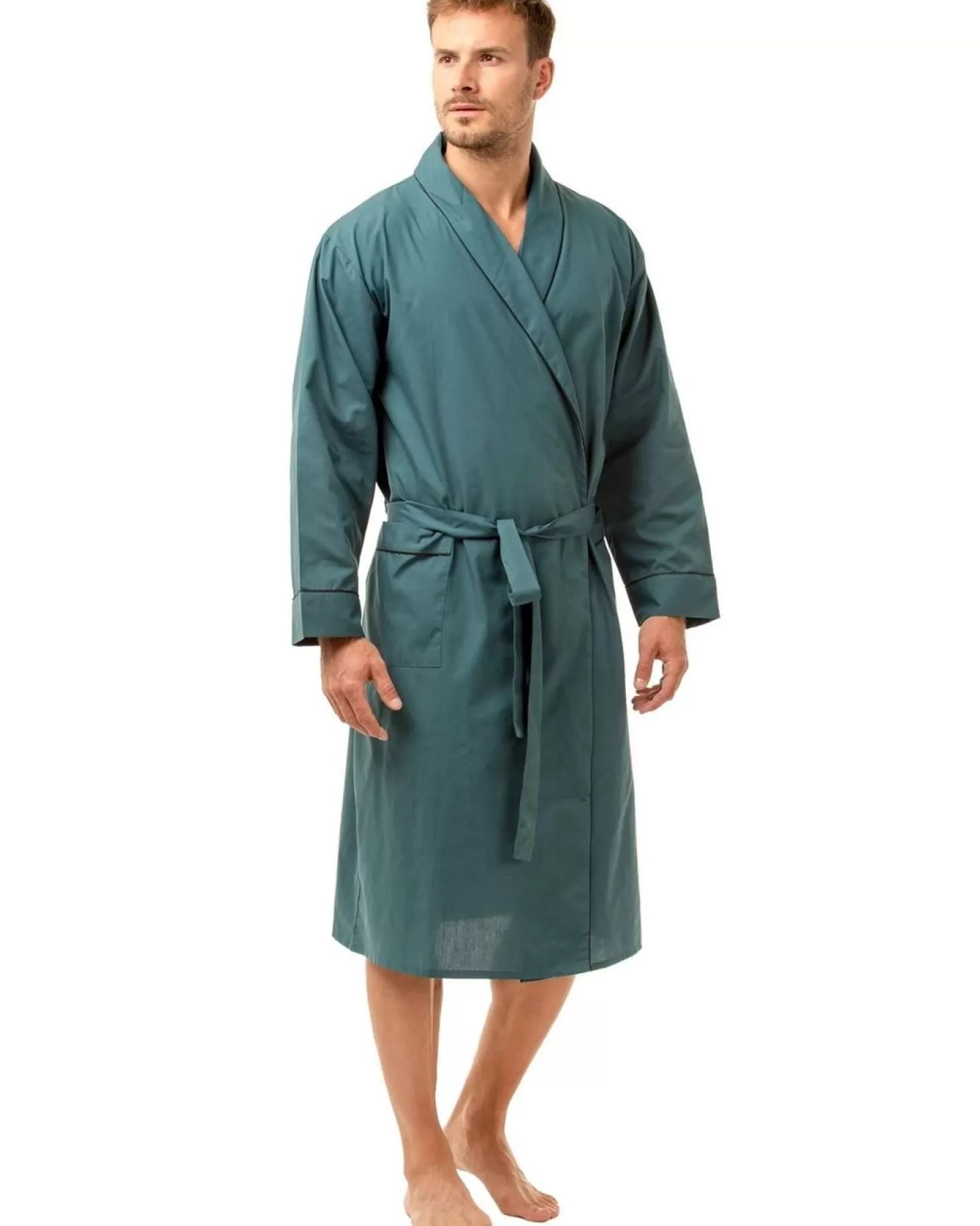 Men Haigman Poly/Cotton Dressing Gown - Teal