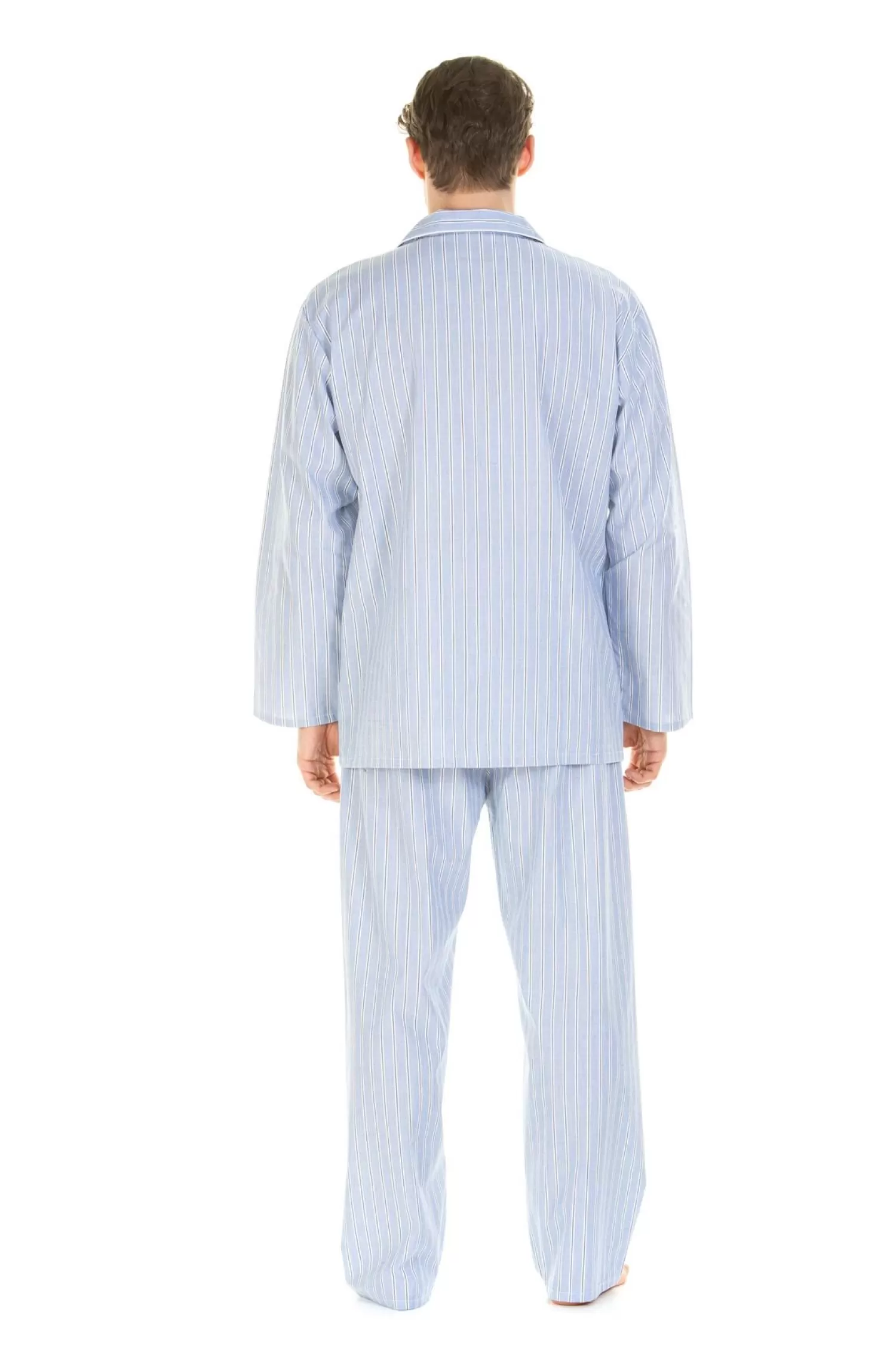 Men Haigman Poplin 100% Cotton Pyjamas - Light Blue Stripe