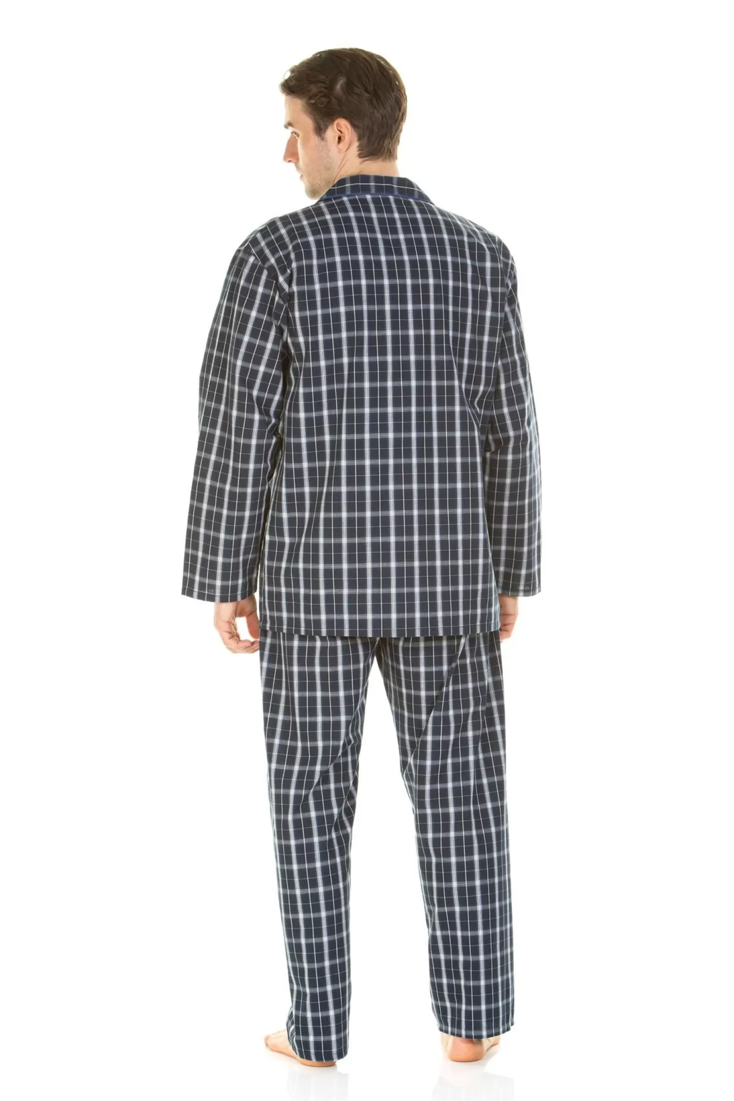 Men Haigman Poplin 100% Cotton Pyjamas - Navy Check