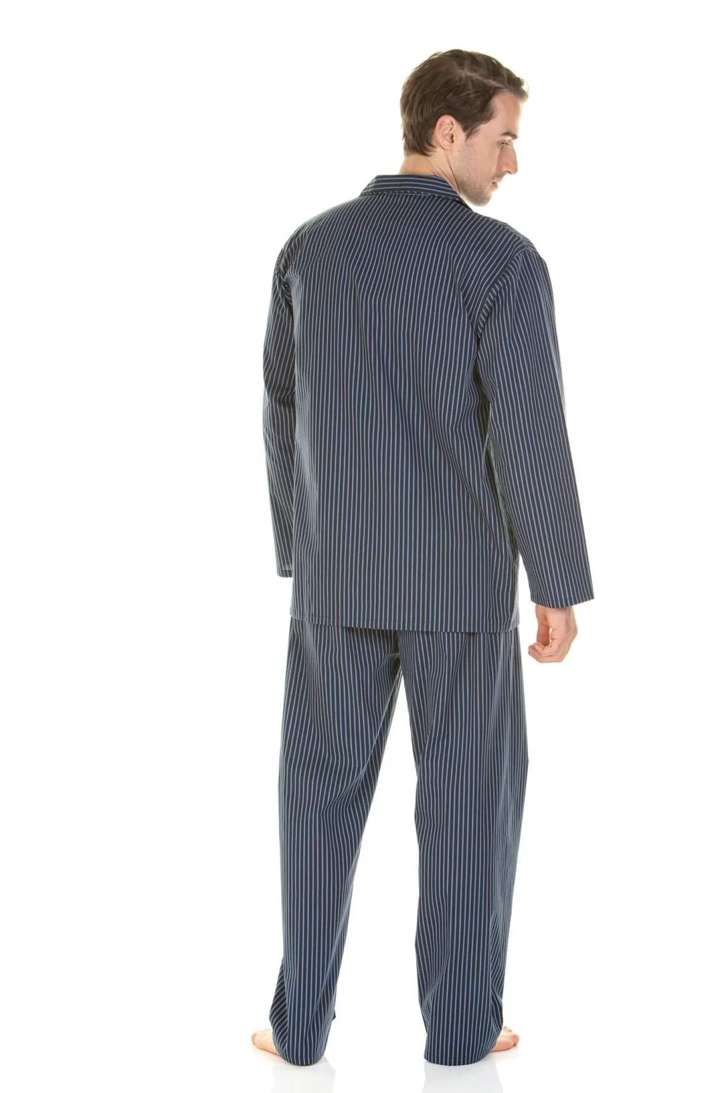 Men Haigman Poplin 100% Cotton Pyjamas - Navy Stripe