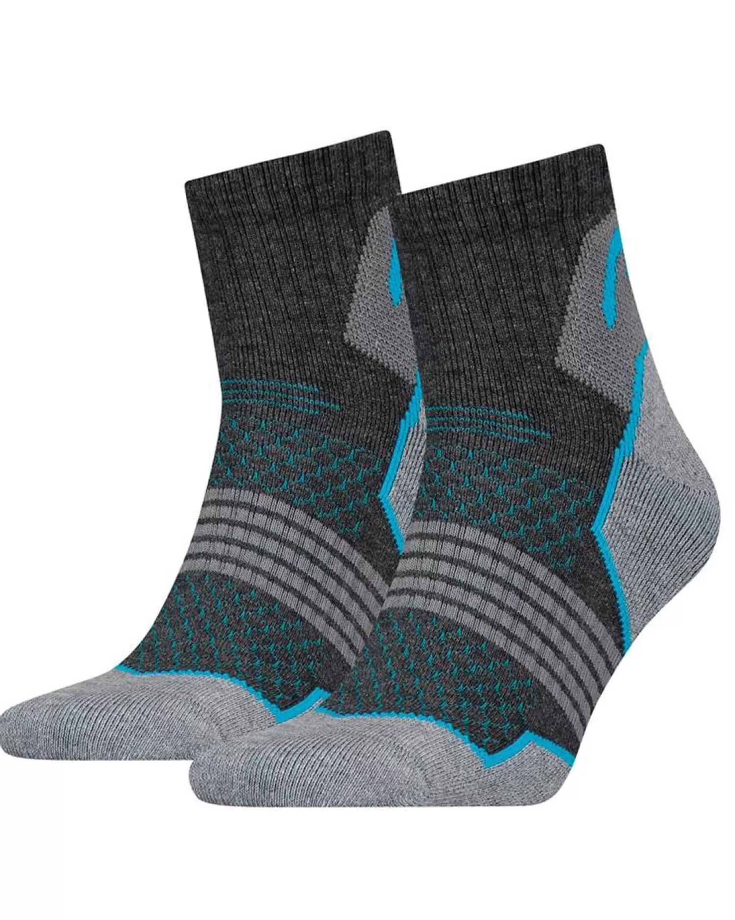 Men HEAD 2 Pack Hiking Quarter Socks - Grey/Blue