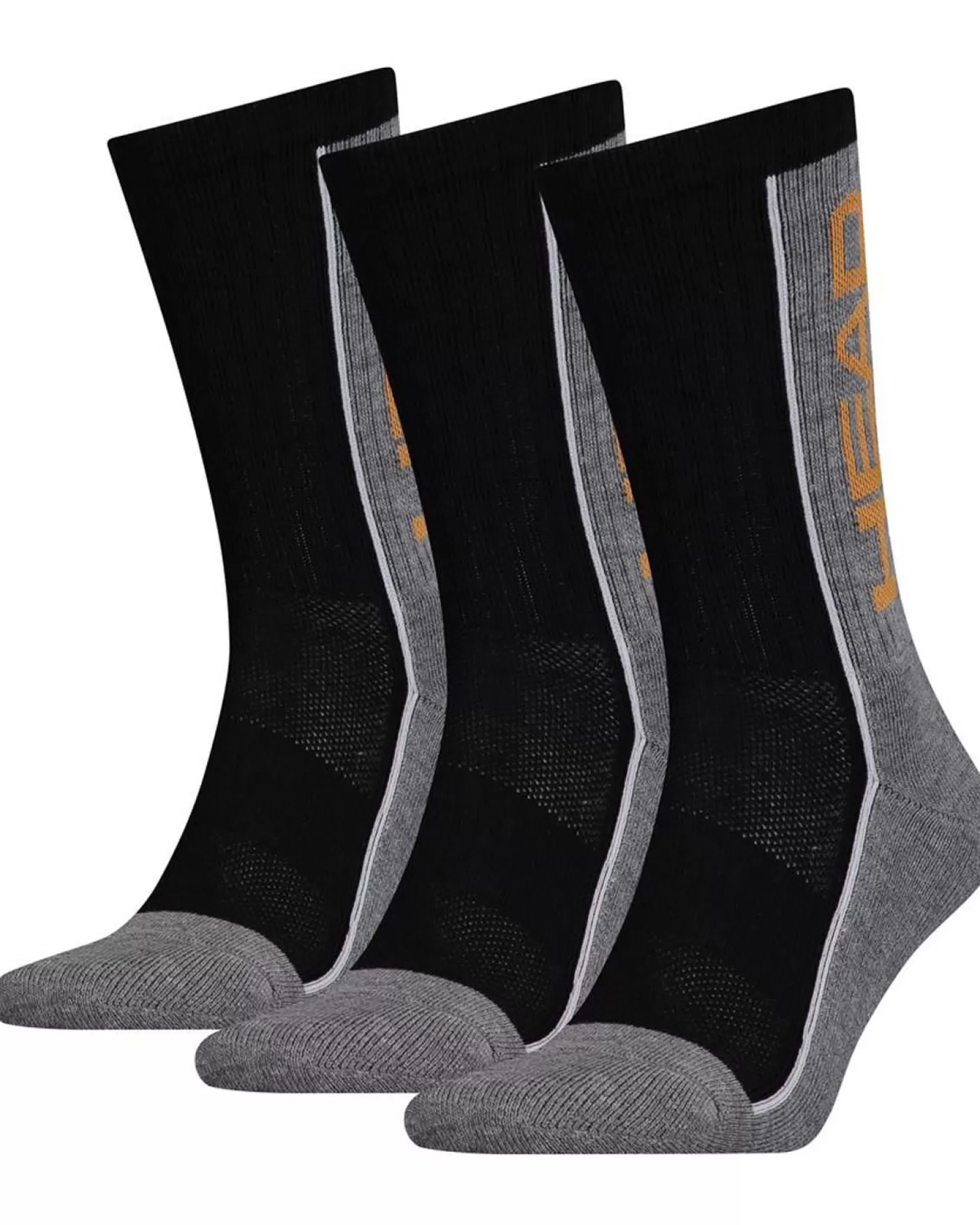 Men HEAD 3 Pack Performance Crew Socks - Grey/Black