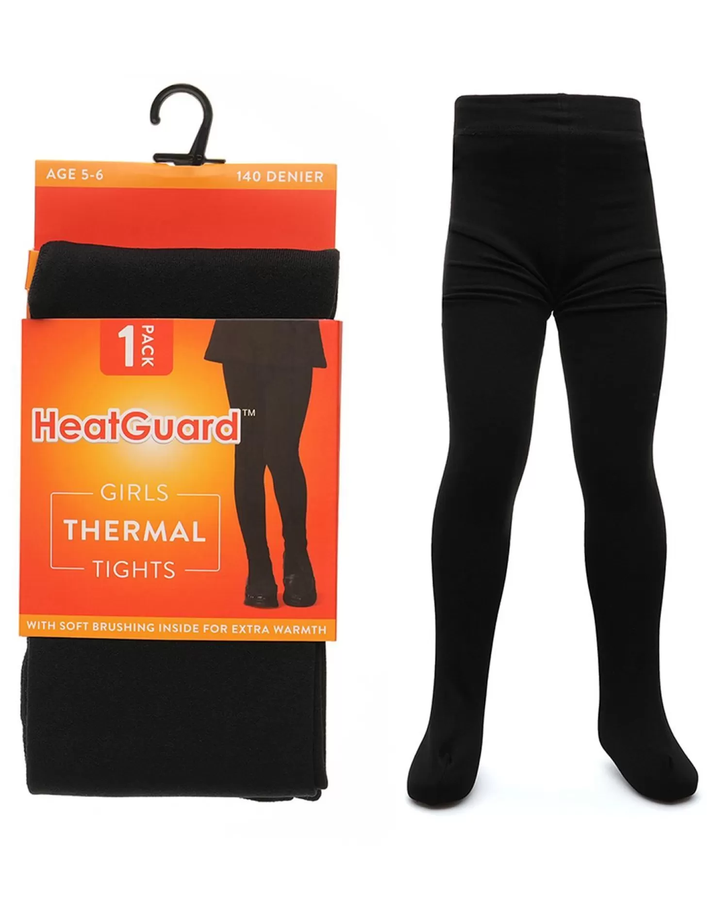 Kids HeatGuard Girls Black Thermal Tights