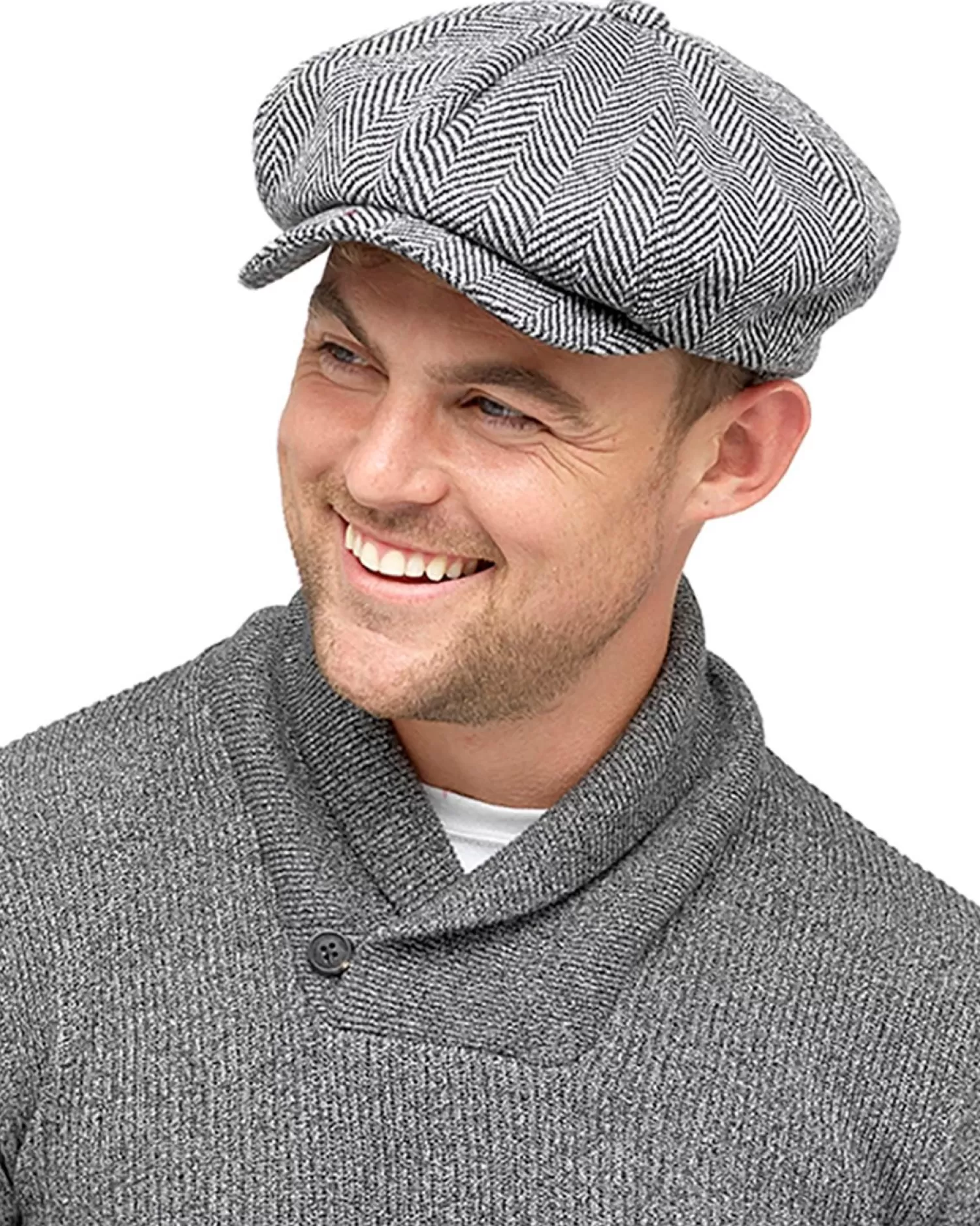 Men HeatGuard Herringbone Baker Boy Flat Cap