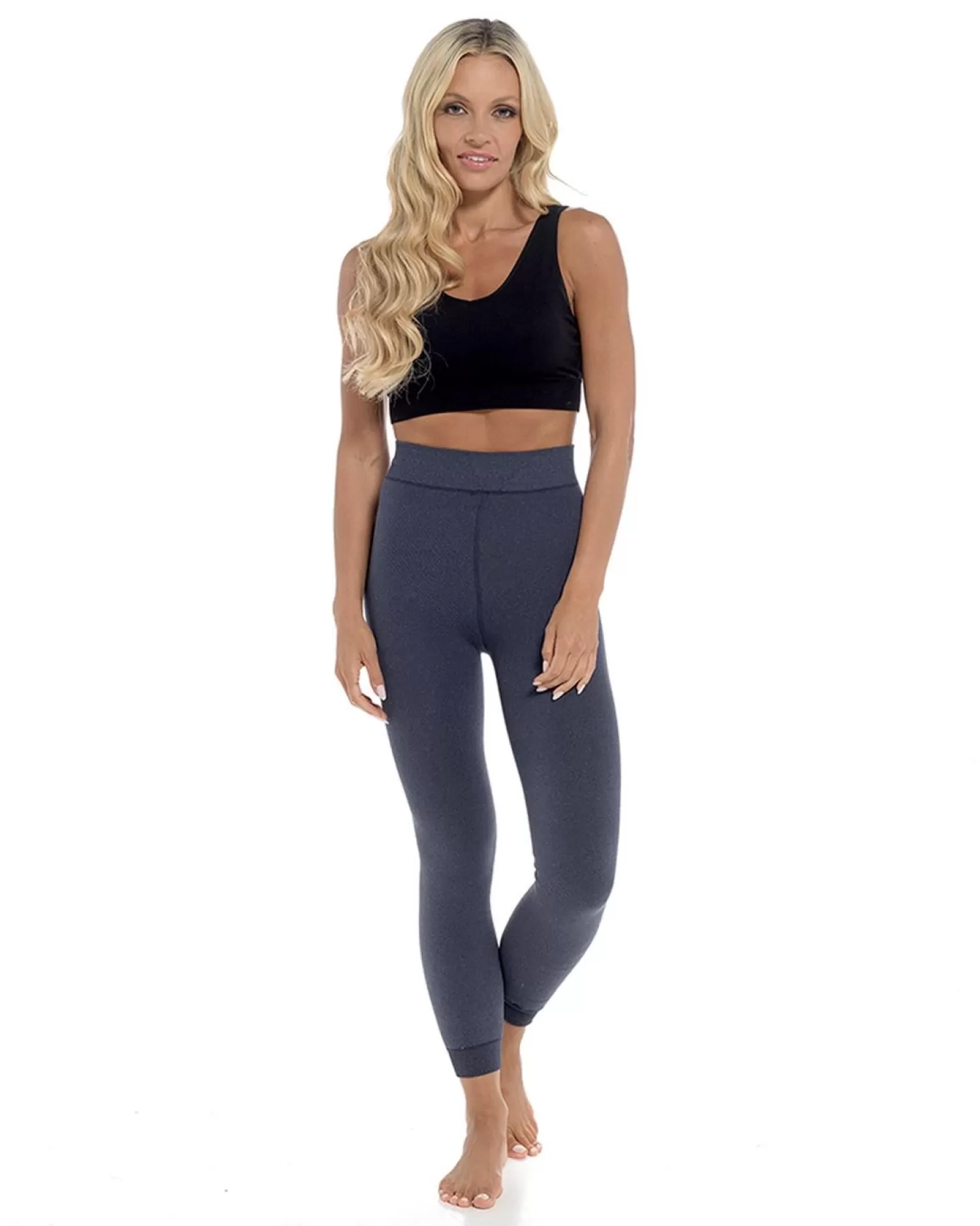 HeatGuard Tights | Womens Thermal Velvet Plush Leggings - Denim Marl