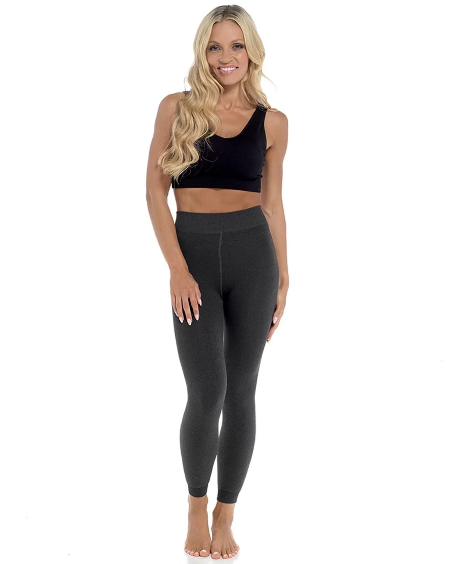 HeatGuard Tights | Womens Thermal Velvet Plush Leggings - Grey Marl