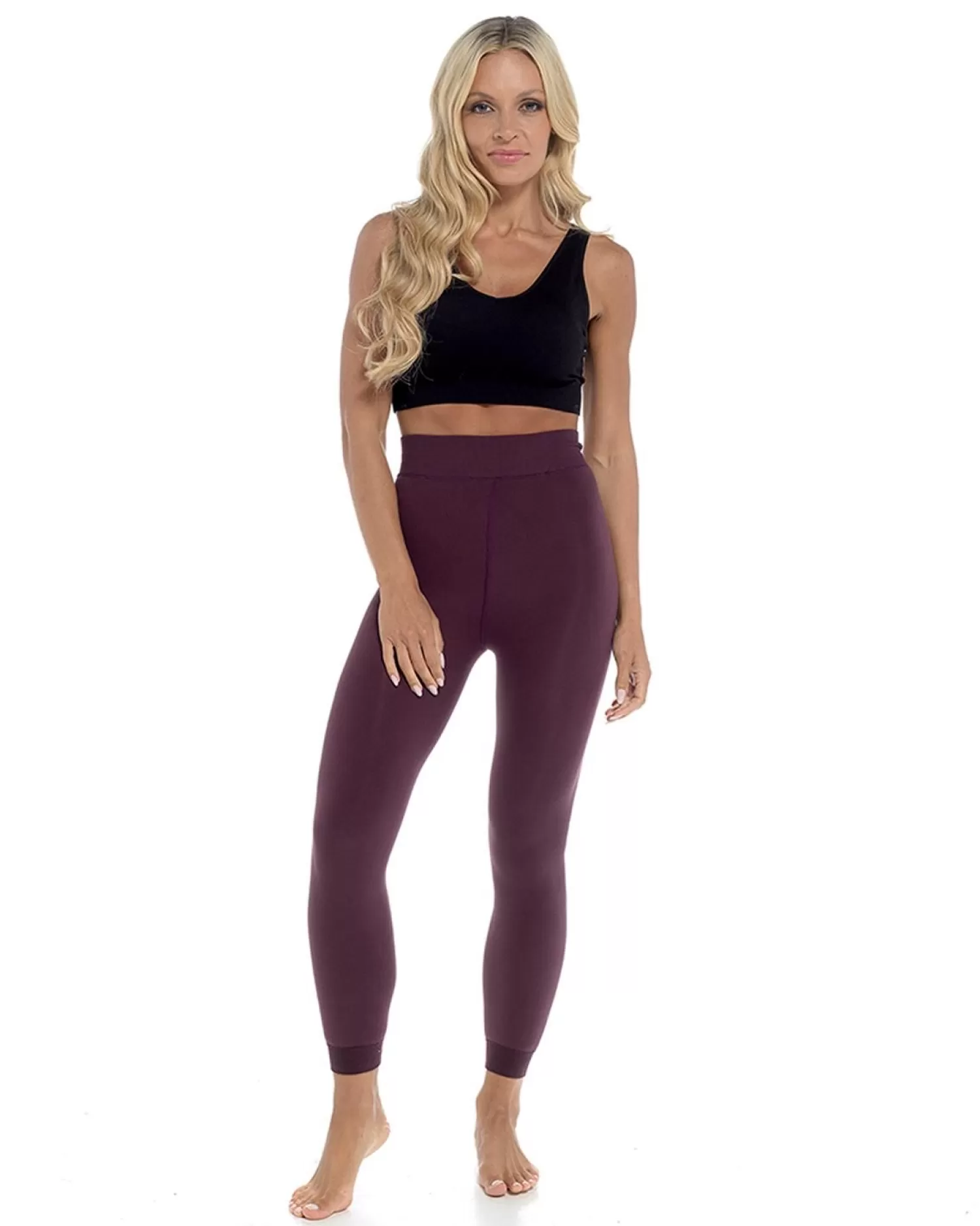 HeatGuard Tights | Womens Thermal Velvet Plush Leggings - Plum