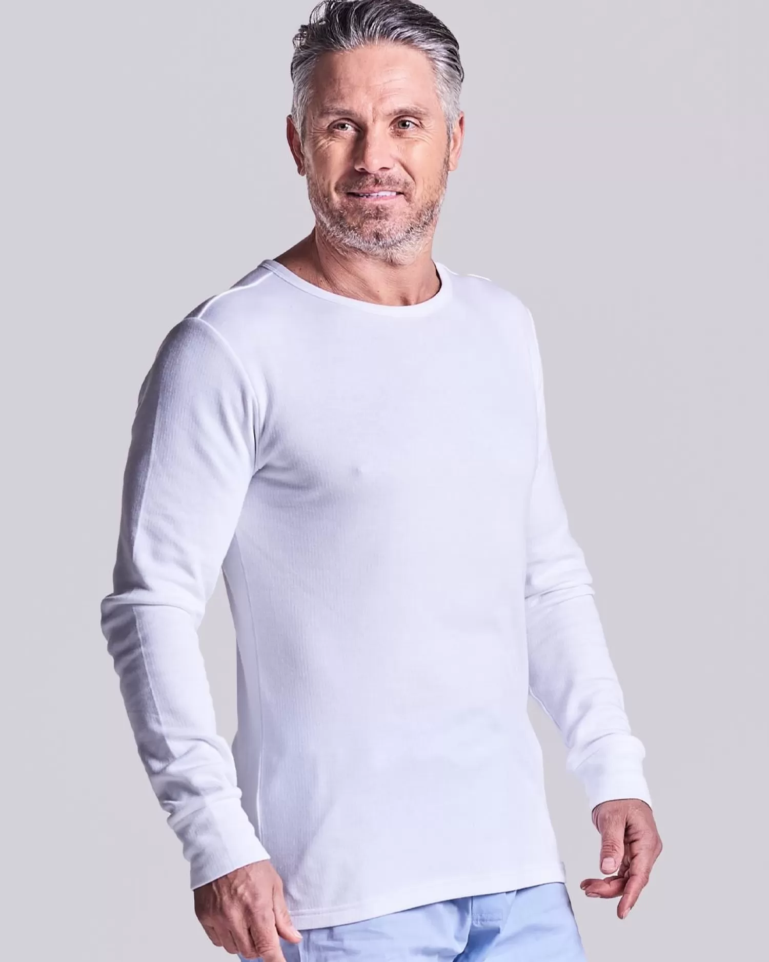 Men HJ Hall Mens Thermal Long Sleeve Top - White