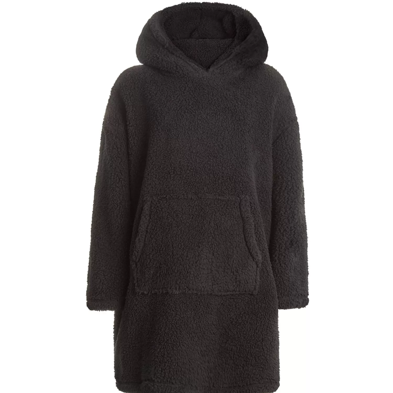 Men Huggable Borg Fleece Oversized Blanket Hoodie - Black