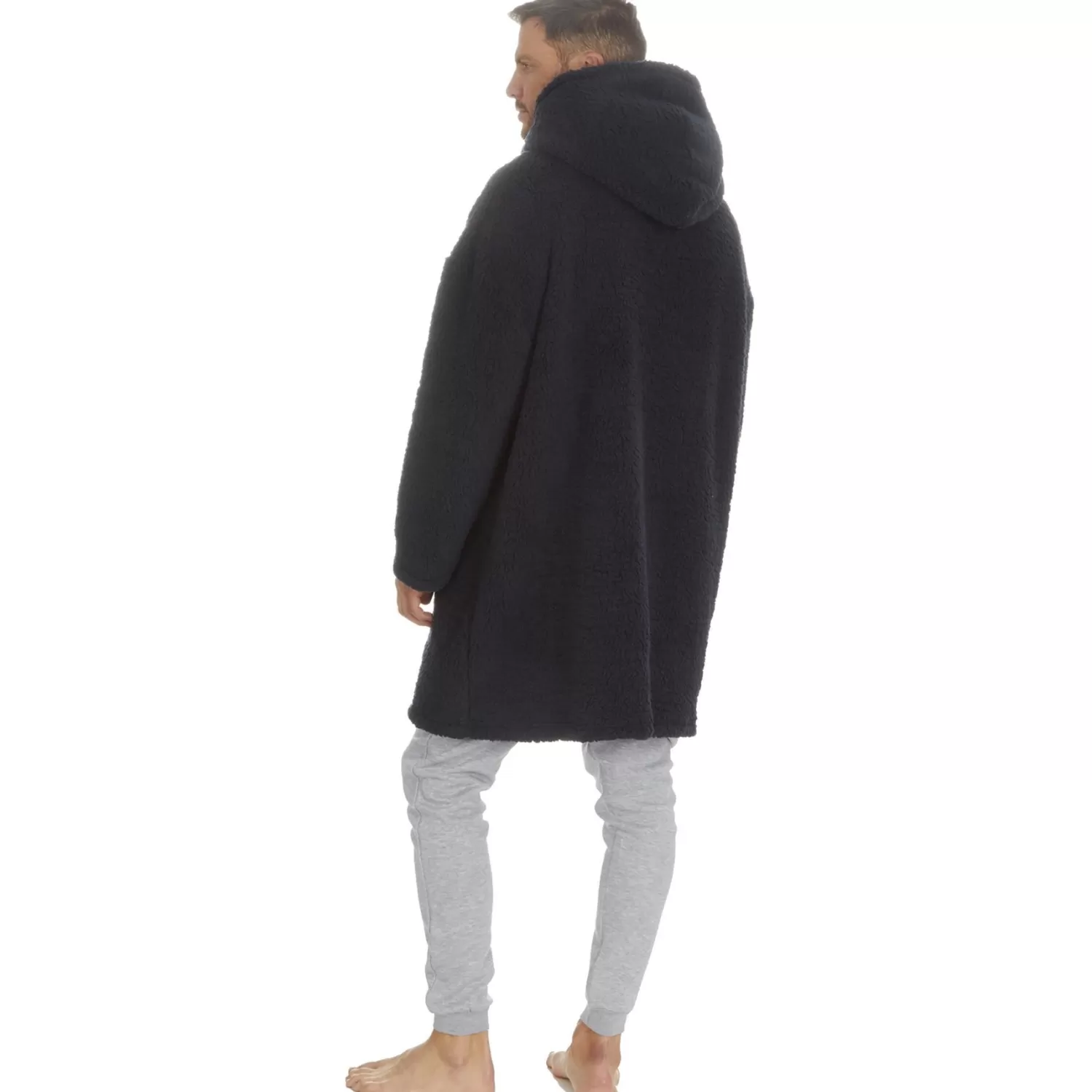 Men Huggable Borg Fleece Oversized Blanket Hoodie - Navy