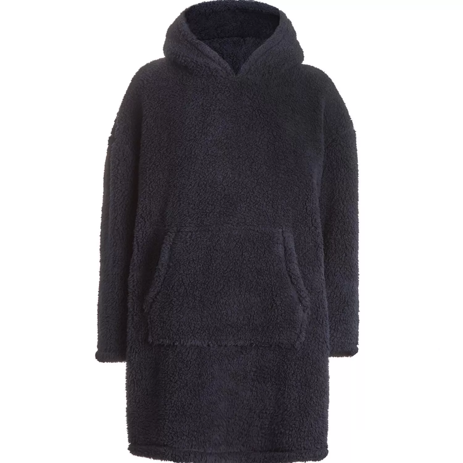 Men Huggable Borg Fleece Oversized Blanket Hoodie - Navy