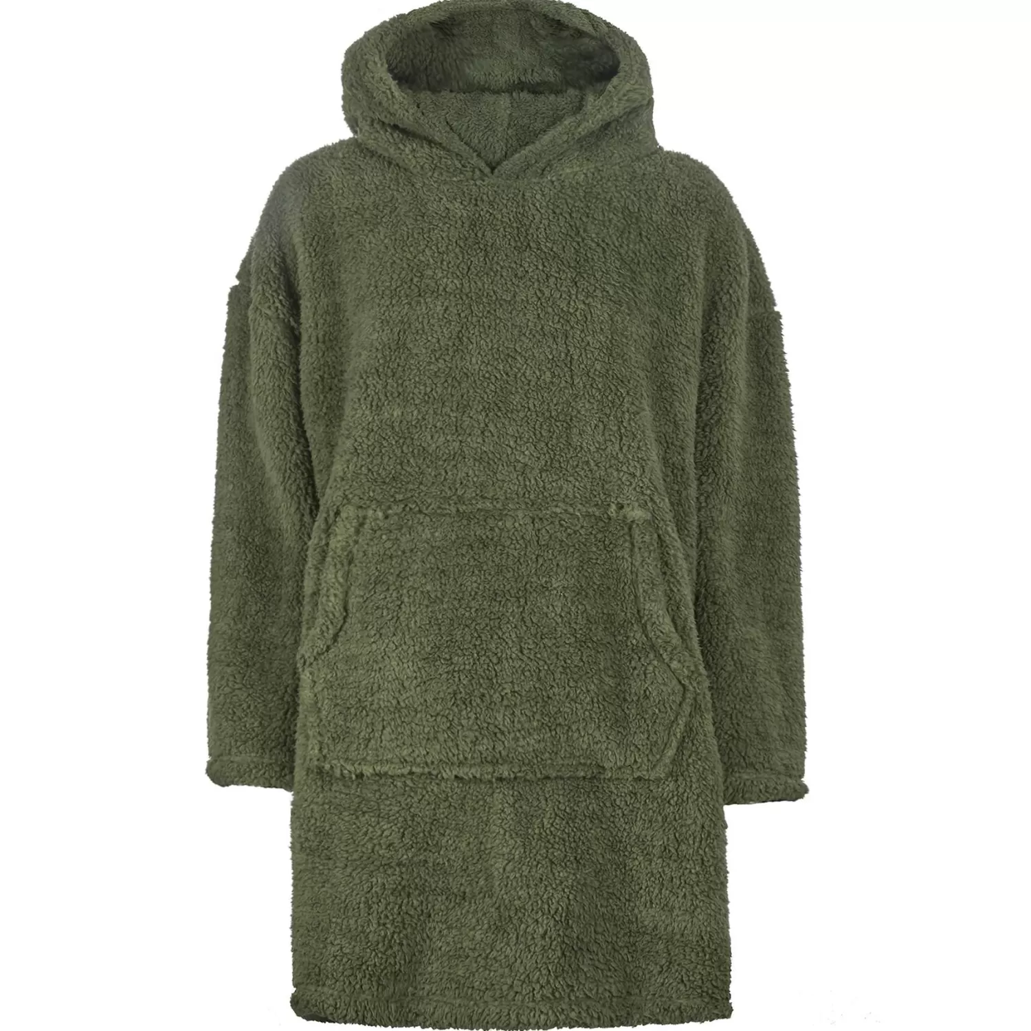 Men Huggable Borg Fleece Oversized Blanket Hoodie - Olive