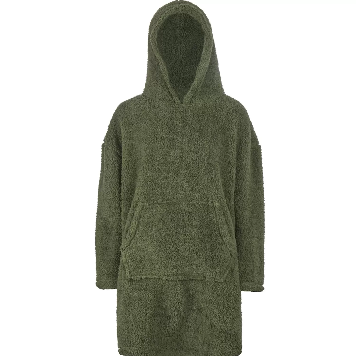 Men Huggable Borg Fleece Oversized Blanket Hoodie - Olive