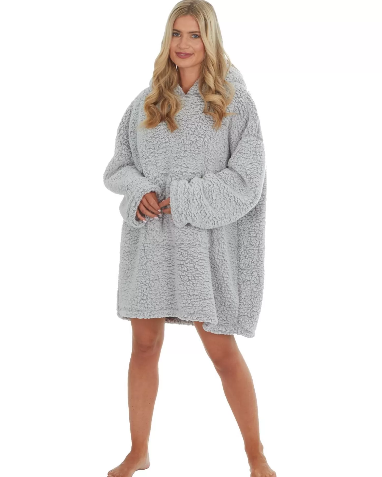 Huggable Loungewear | Borg Oversized Hoodie - Grey