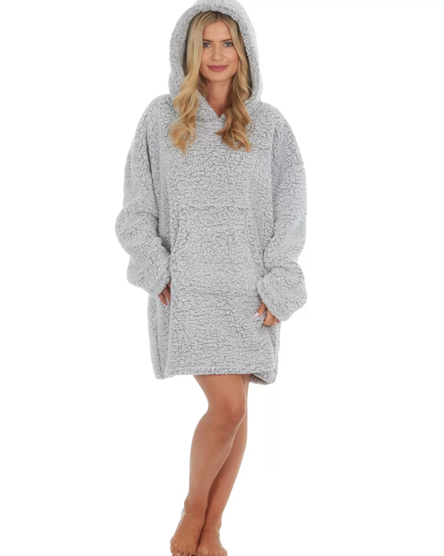 Huggable Loungewear | Borg Oversized Hoodie - Grey