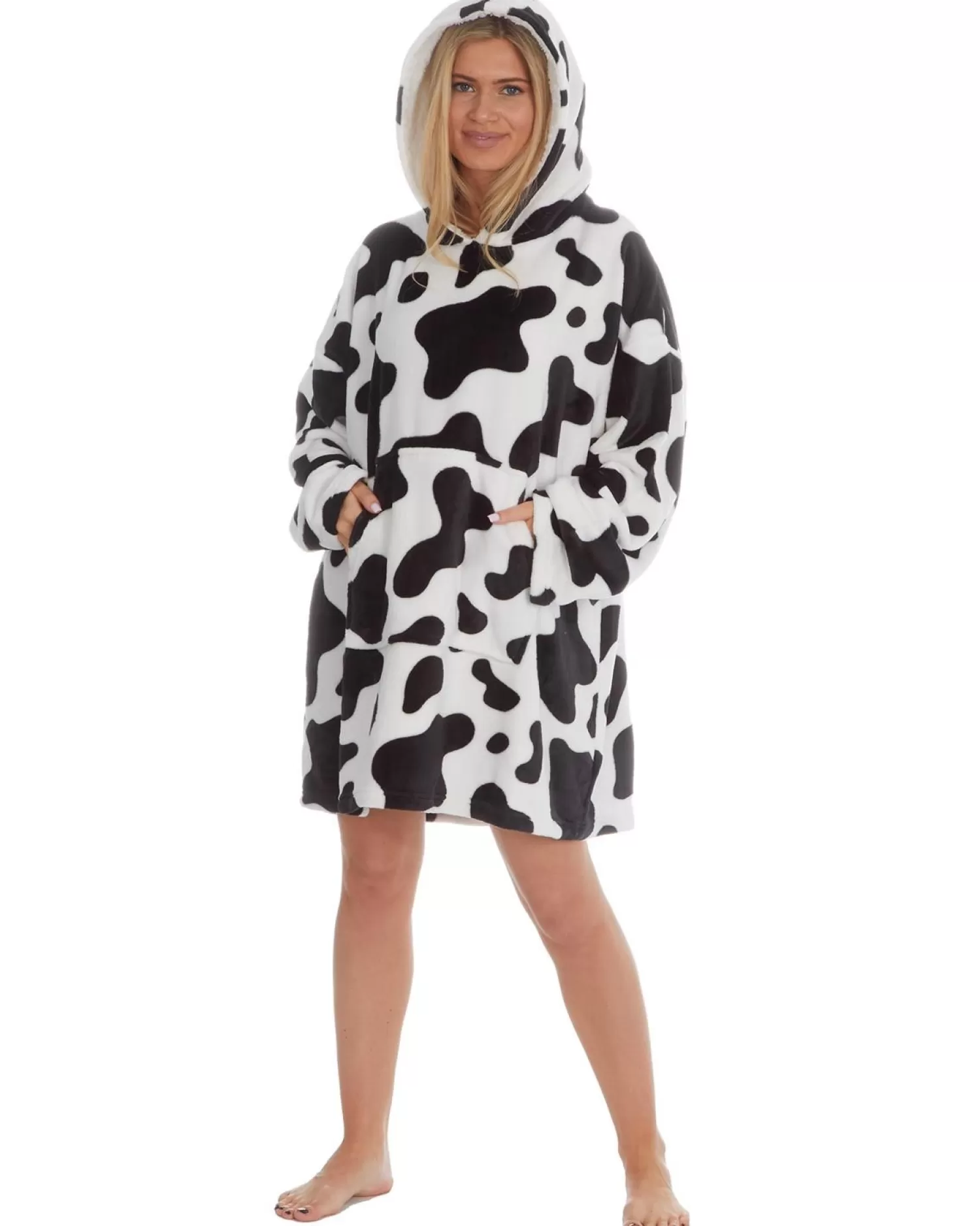 Huggable Loungewear | Cow Print Oversized Hoodie