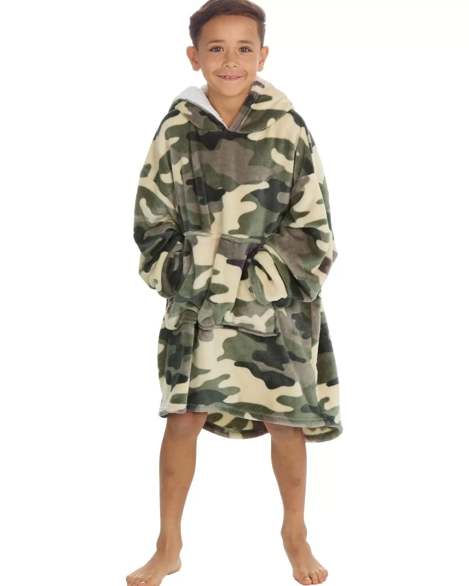 Kids Huggable Kids Green Camo Oversized Hoodie