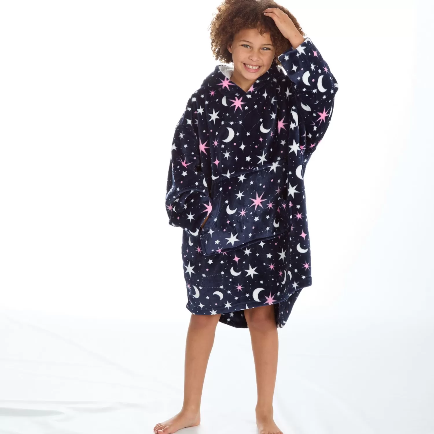 Kids Huggable Kids Navy Celestial Oversized Hoodie