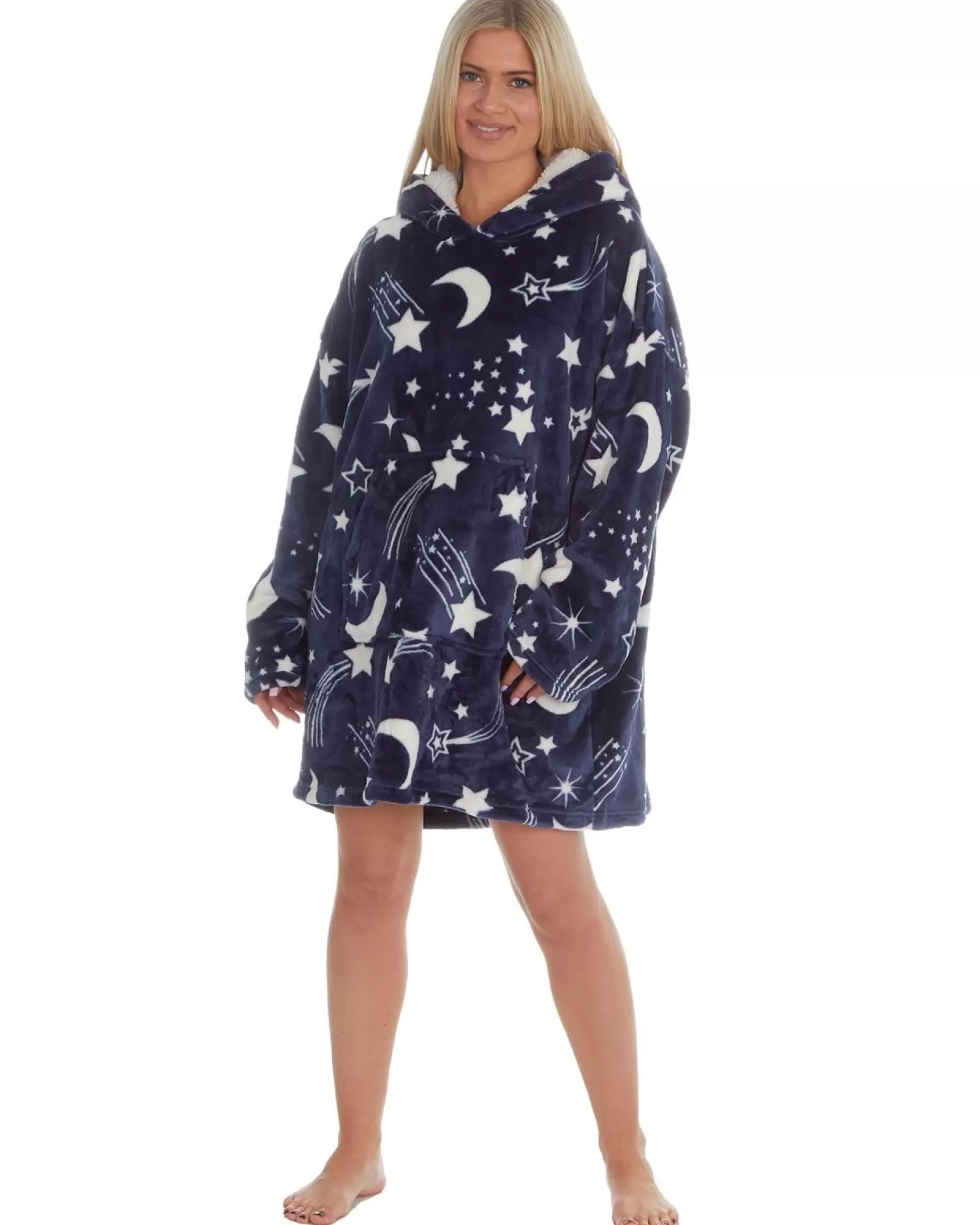 Huggable Loungewear | Navy Shooting Stars Oversized Hoodie