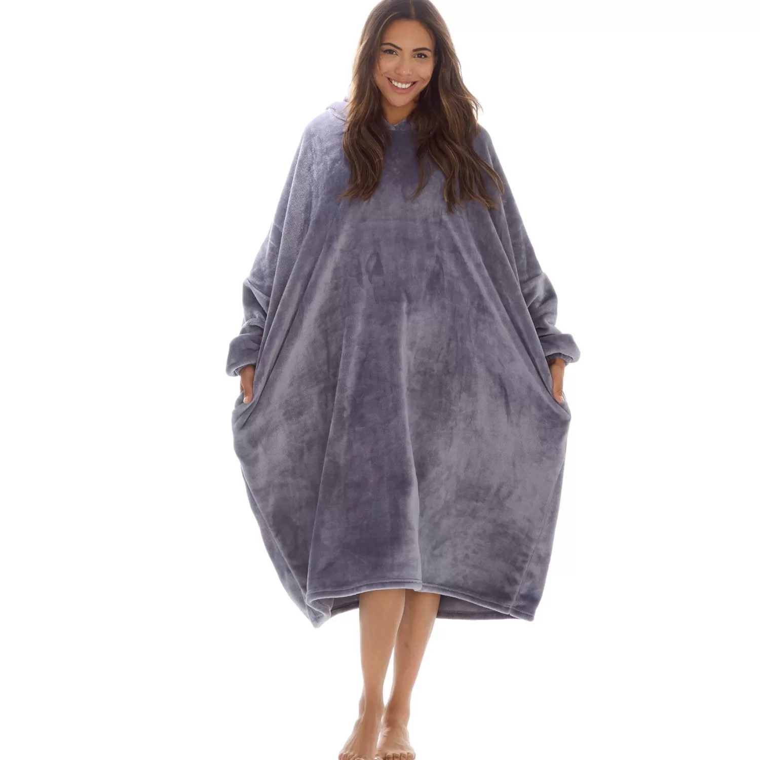 Huggable Loungewear | Oversized Long Poncho - Charcoal