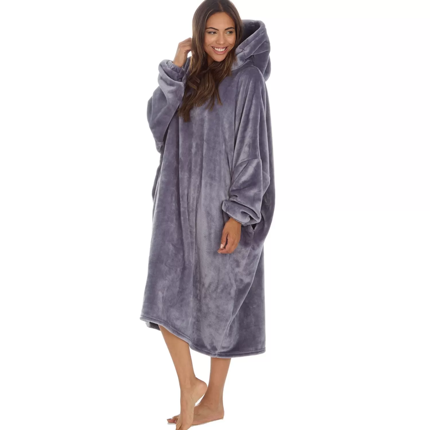 Huggable Loungewear | Oversized Long Poncho - Charcoal