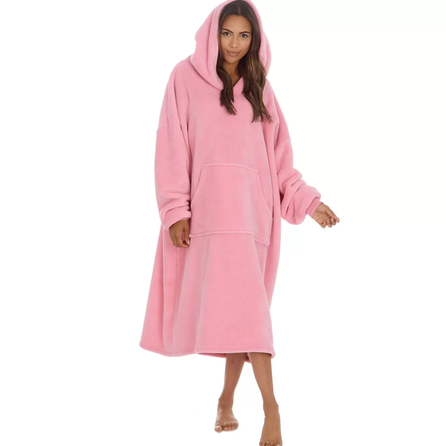 Huggable Loungewear | Oversized Sherpa Lined Hoodie - Pink