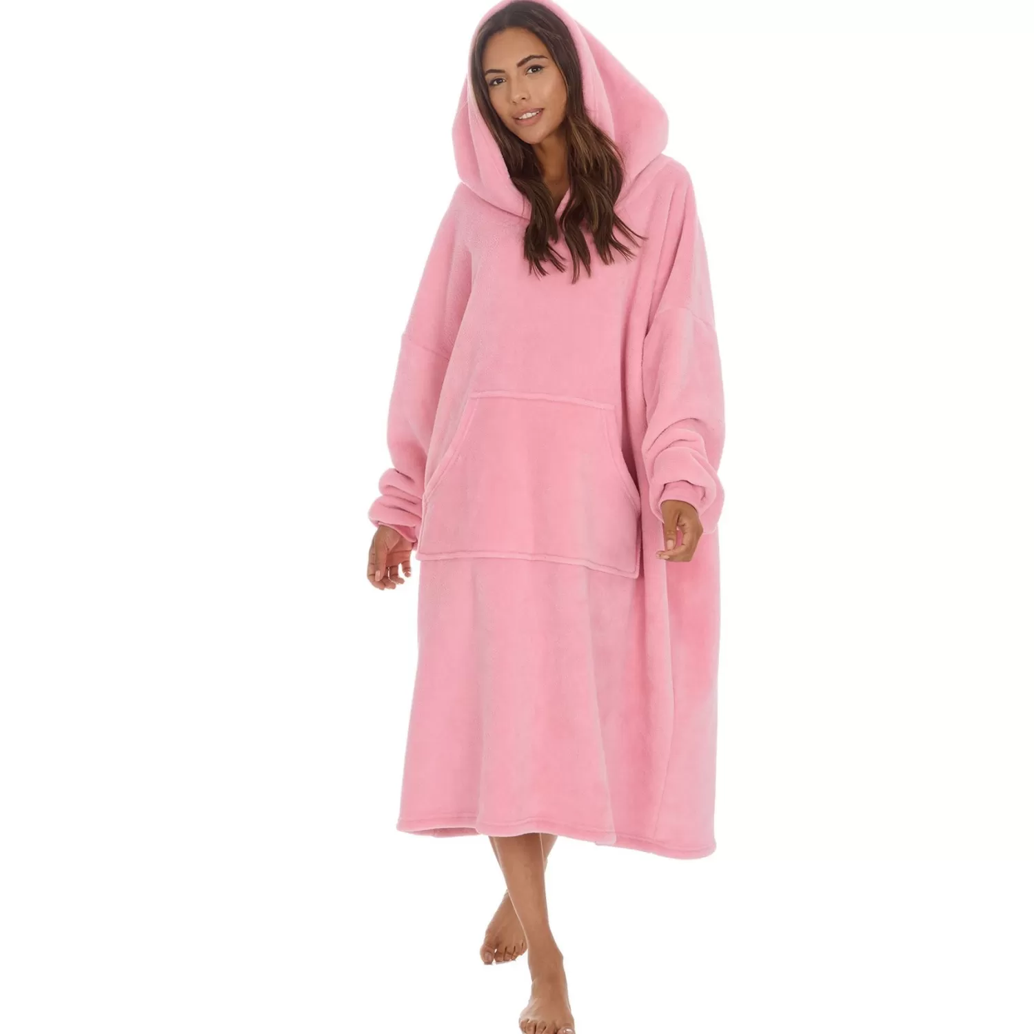 Huggable Loungewear | Oversized Sherpa Lined Hoodie - Pink