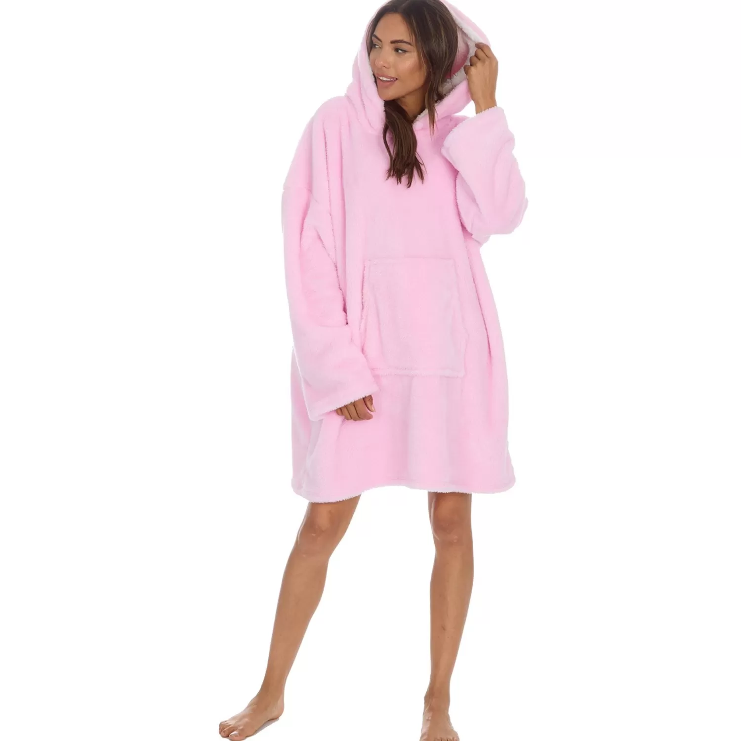 Huggable Loungewear | Pink Snuggle Fleece Oversized Hoodie