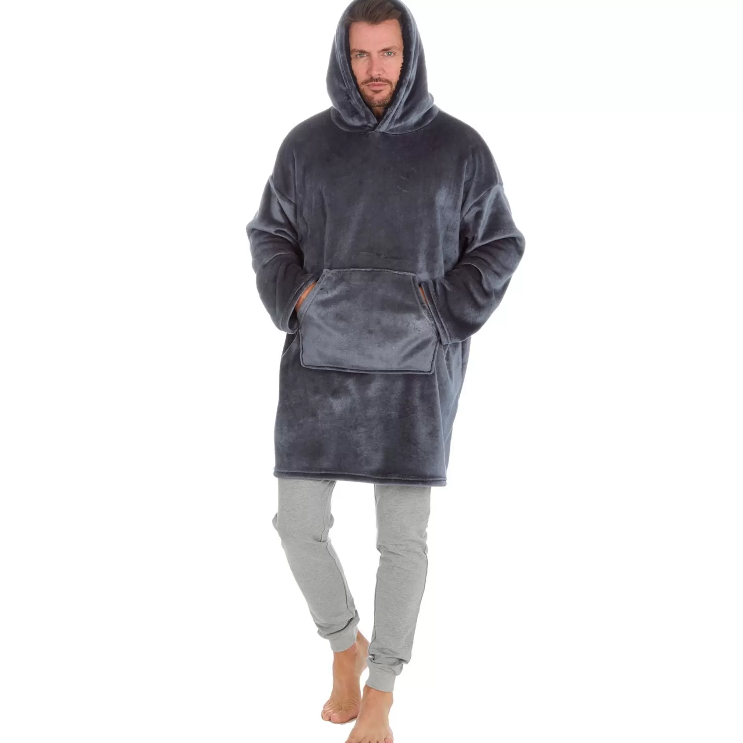 Men Huggable Polished Oversized Hoodie - Charcoal